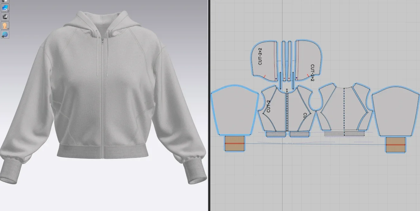 Female SHort Hoodie Model, Marvelous Designer-Clo3d-fbx-obj
