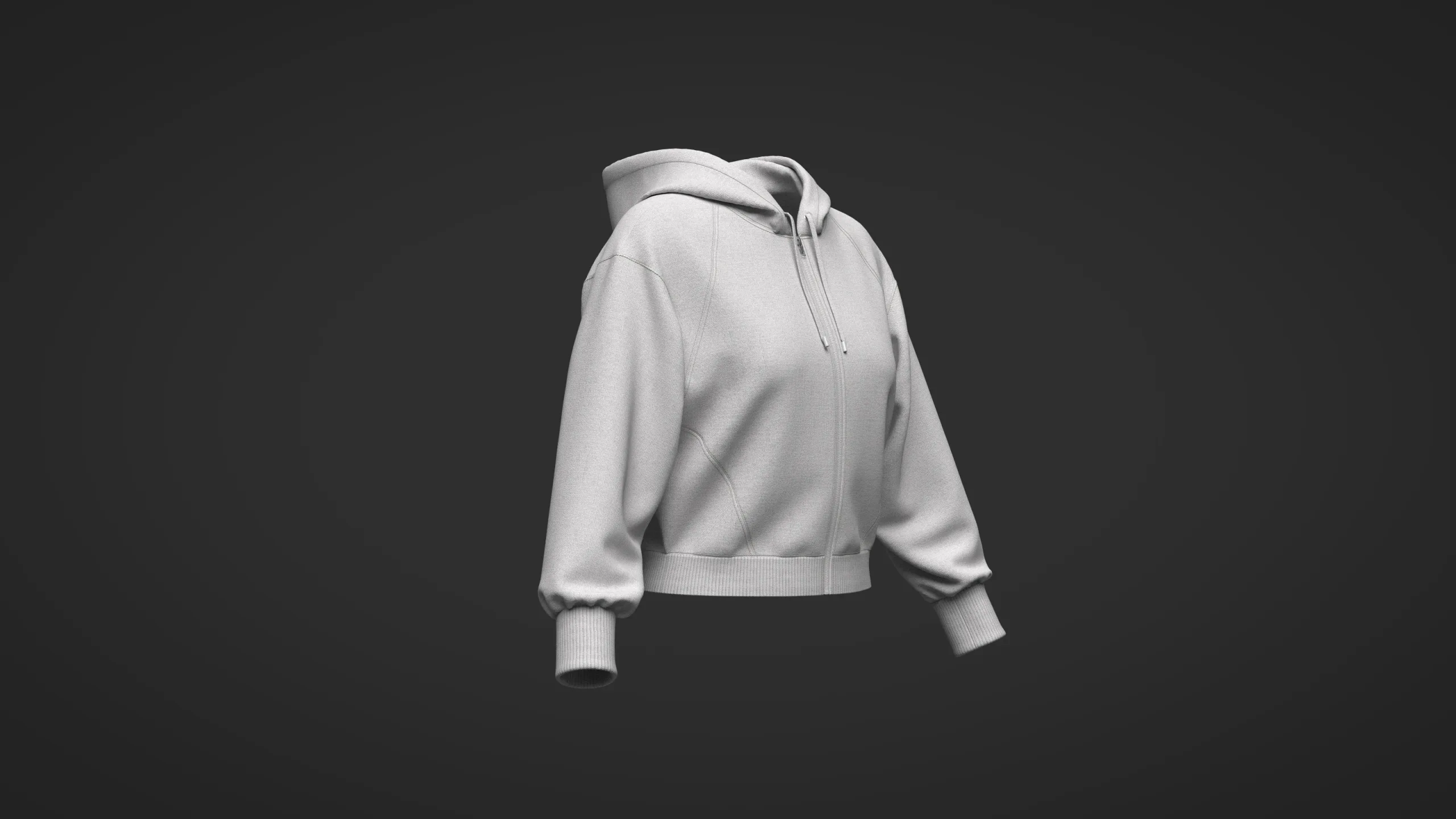 Female SHort Hoodie Model, Marvelous Designer-Clo3d-fbx-obj