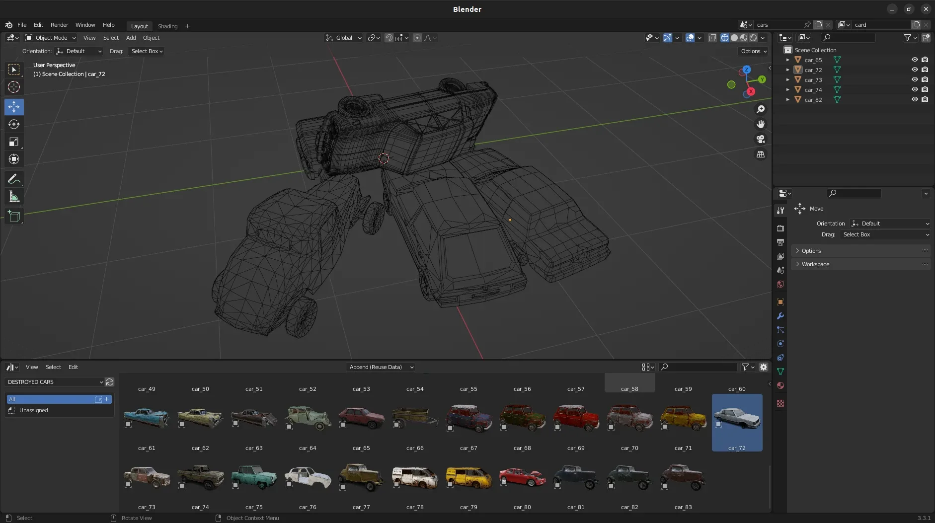 Realistic Destroyed Cars 3D Assets Pack For Blender Vol 1