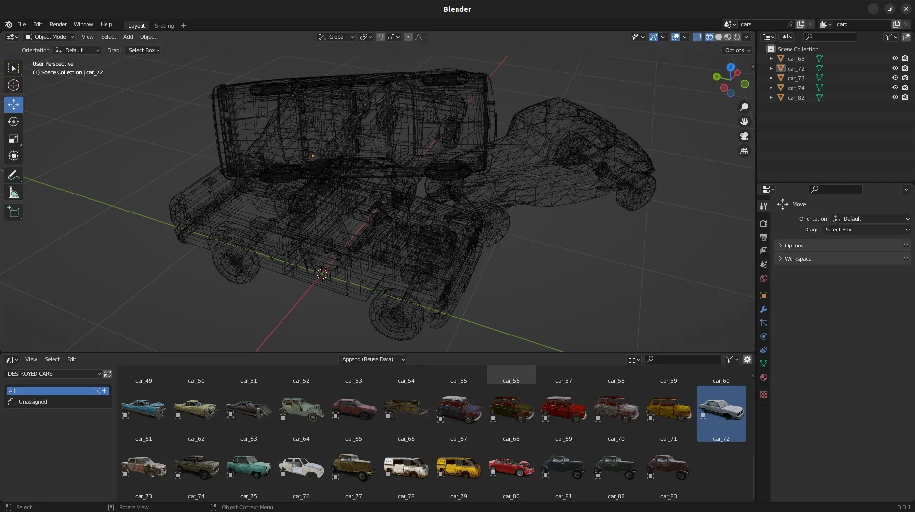 Realistic Destroyed Cars 3D Assets Pack For Blender Vol 1