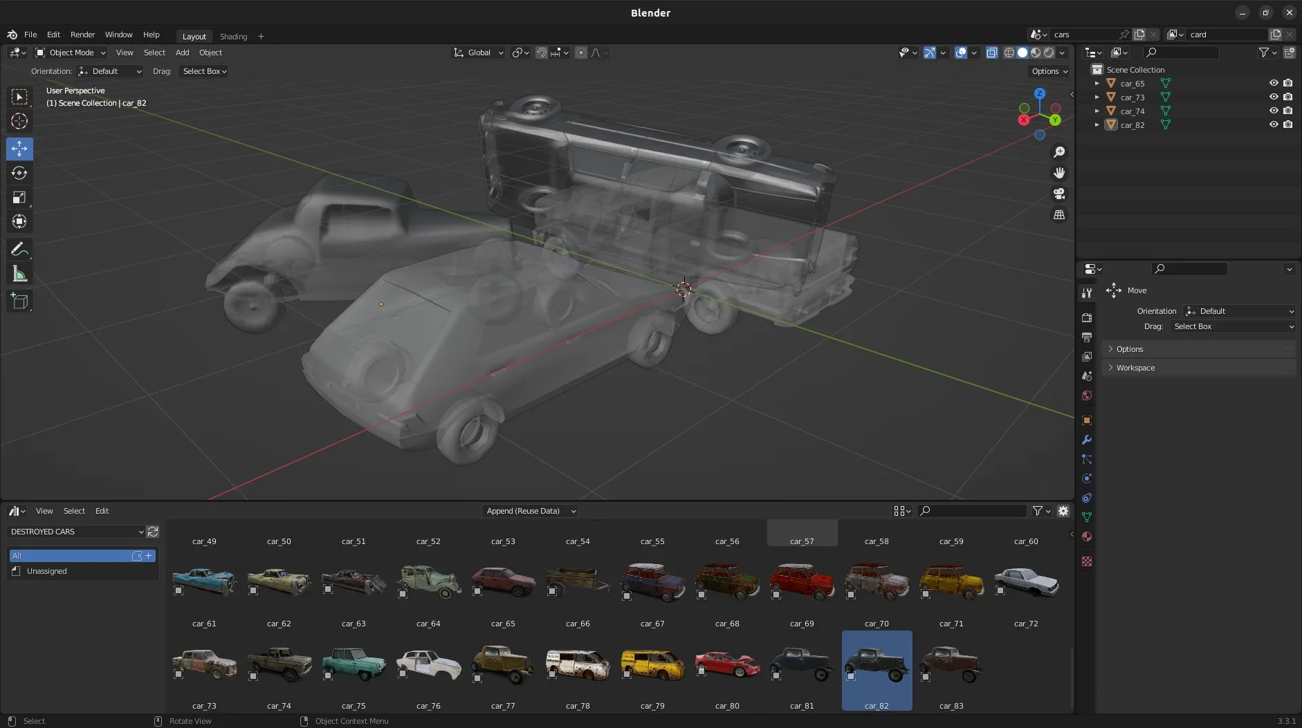 Realistic Destroyed Cars 3D Assets Pack For Blender Vol 1