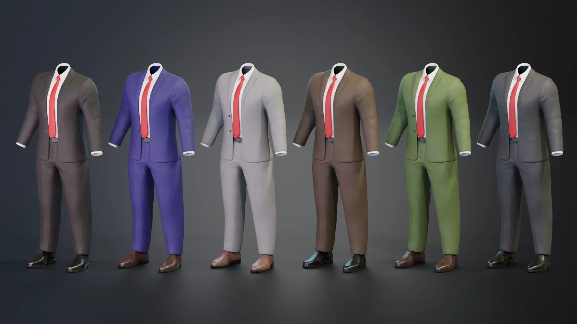 Men Formal Suit Animation and Game Ready Low-poly 3D model