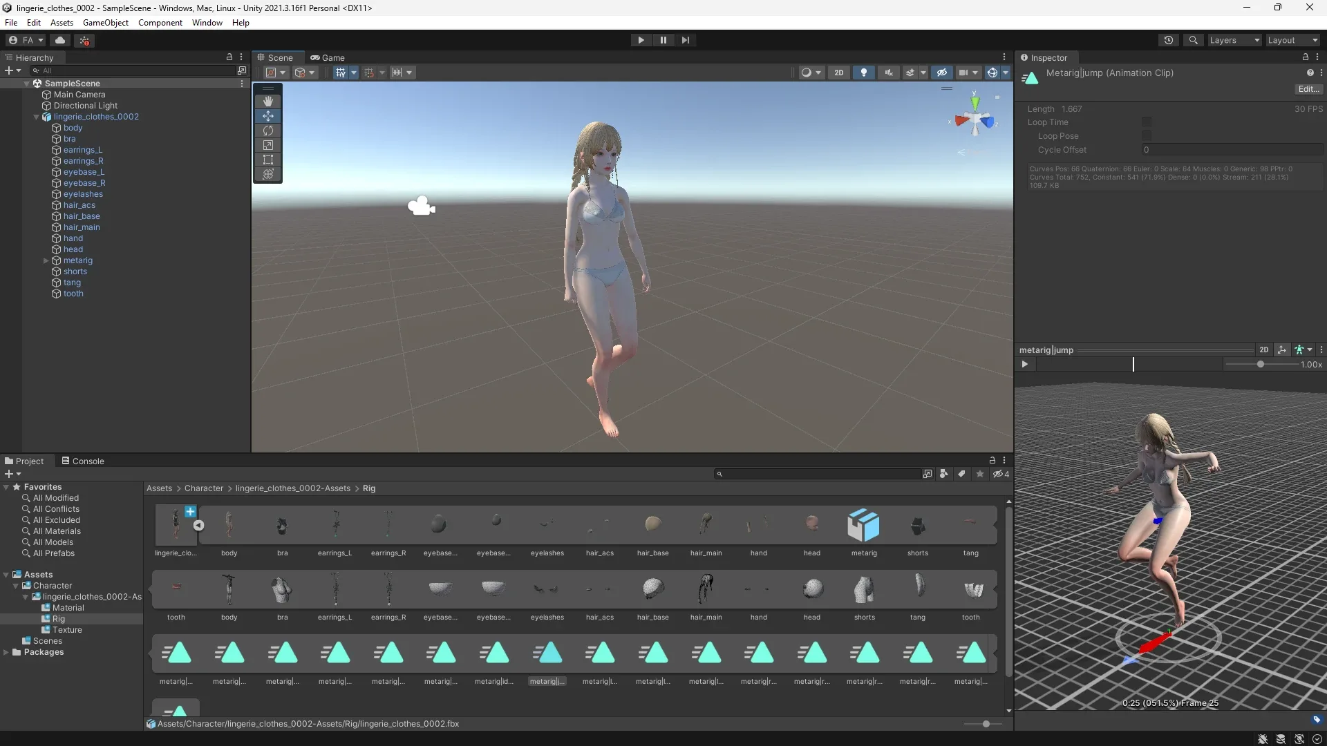 Lingerie clothes 0002 - UE5 - Unity - Blender - Animated - Realistic Female Character - GA