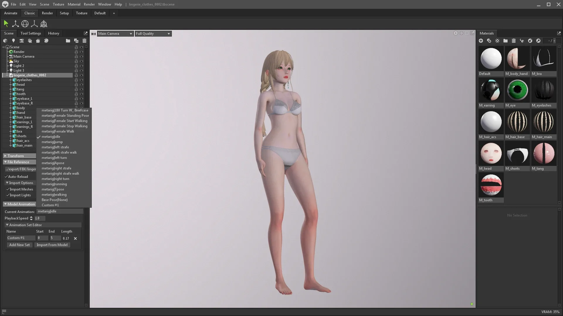 Lingerie clothes 0002 - UE5 - Unity - Blender - Animated - Realistic Female Character - GA
