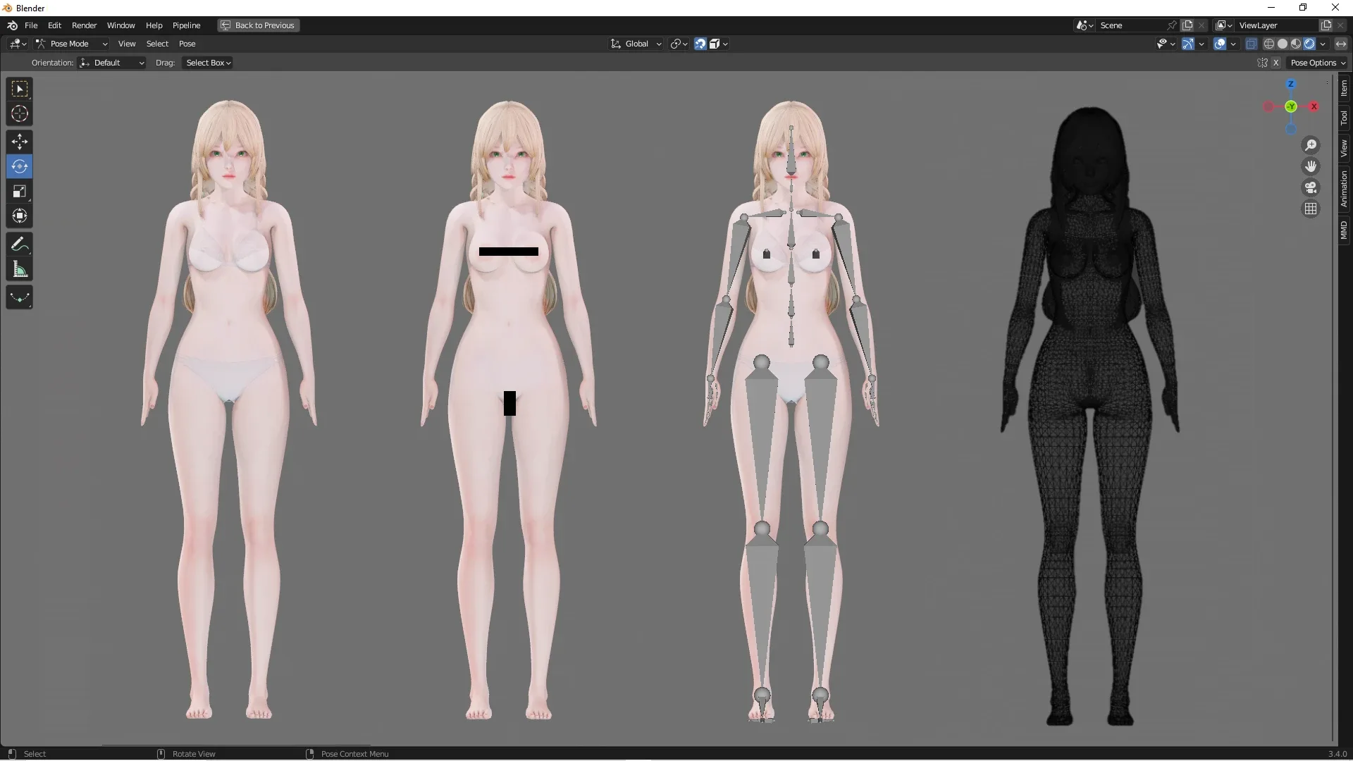 Lingerie clothes 0002 - UE5 - Unity - Blender - Animated - Realistic Female Character - GA