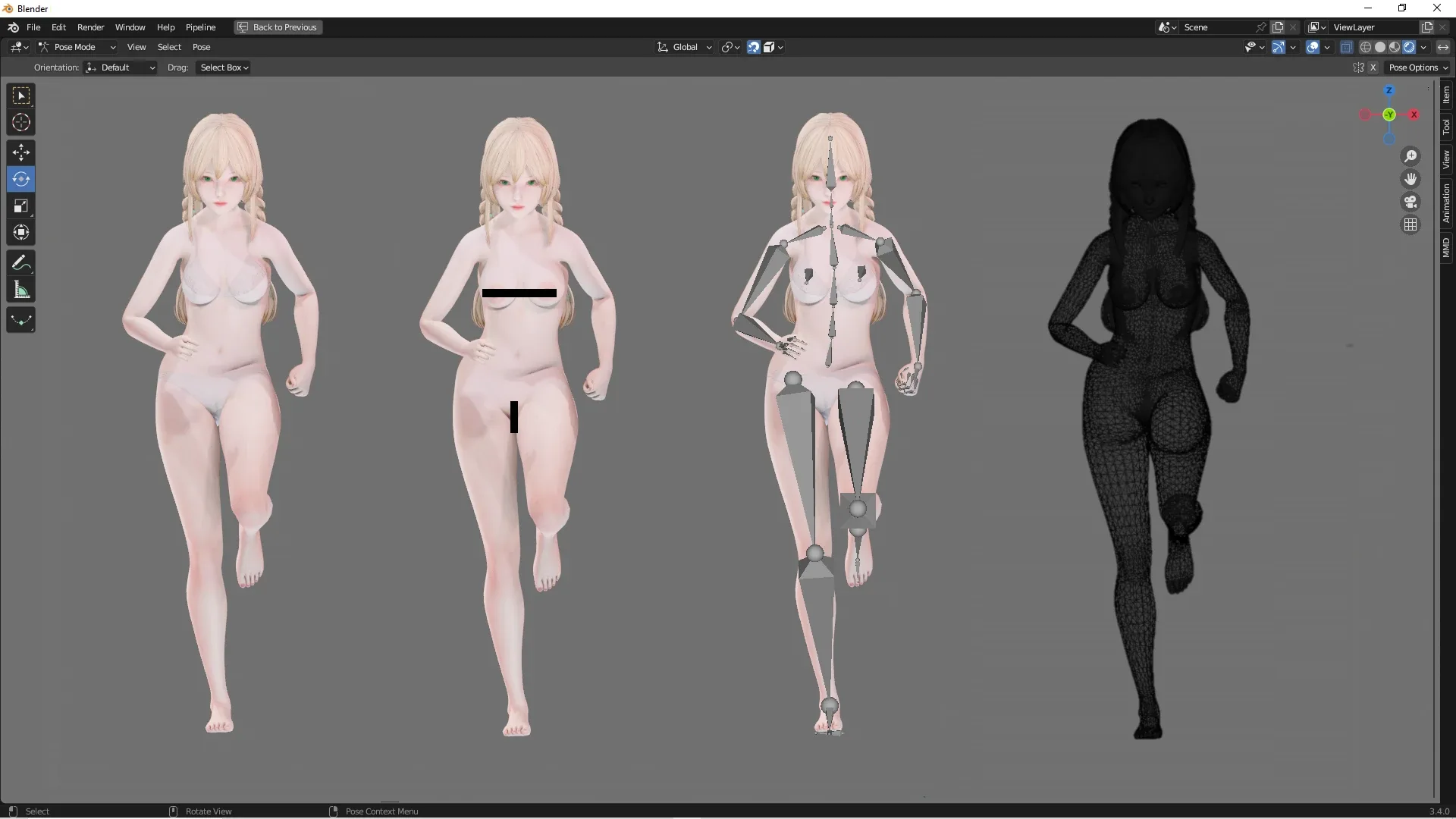 Lingerie clothes 0002 - UE5 - Unity - Blender - Animated - Realistic Female Character - GA