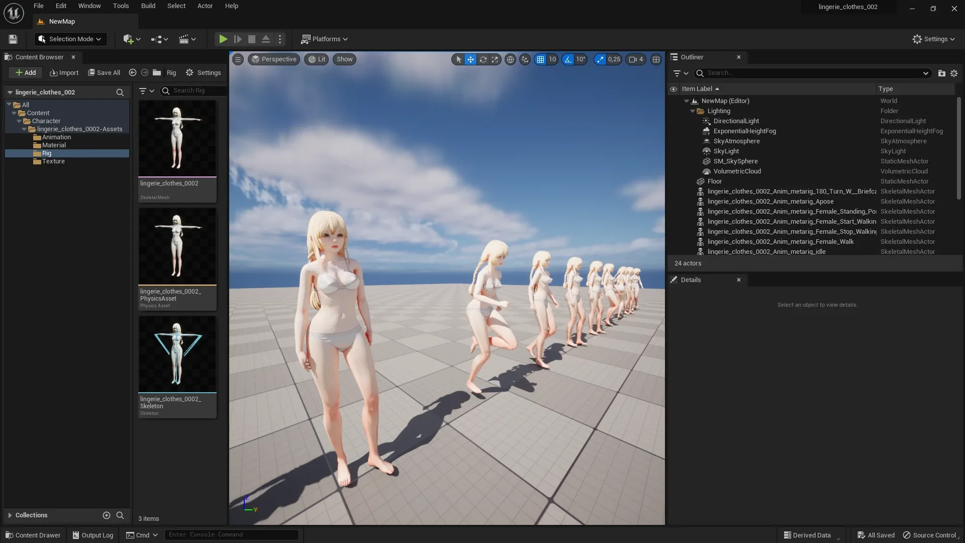 Lingerie clothes 0002 - UE5 - Unity - Blender - Animated - Realistic Female Character - GA