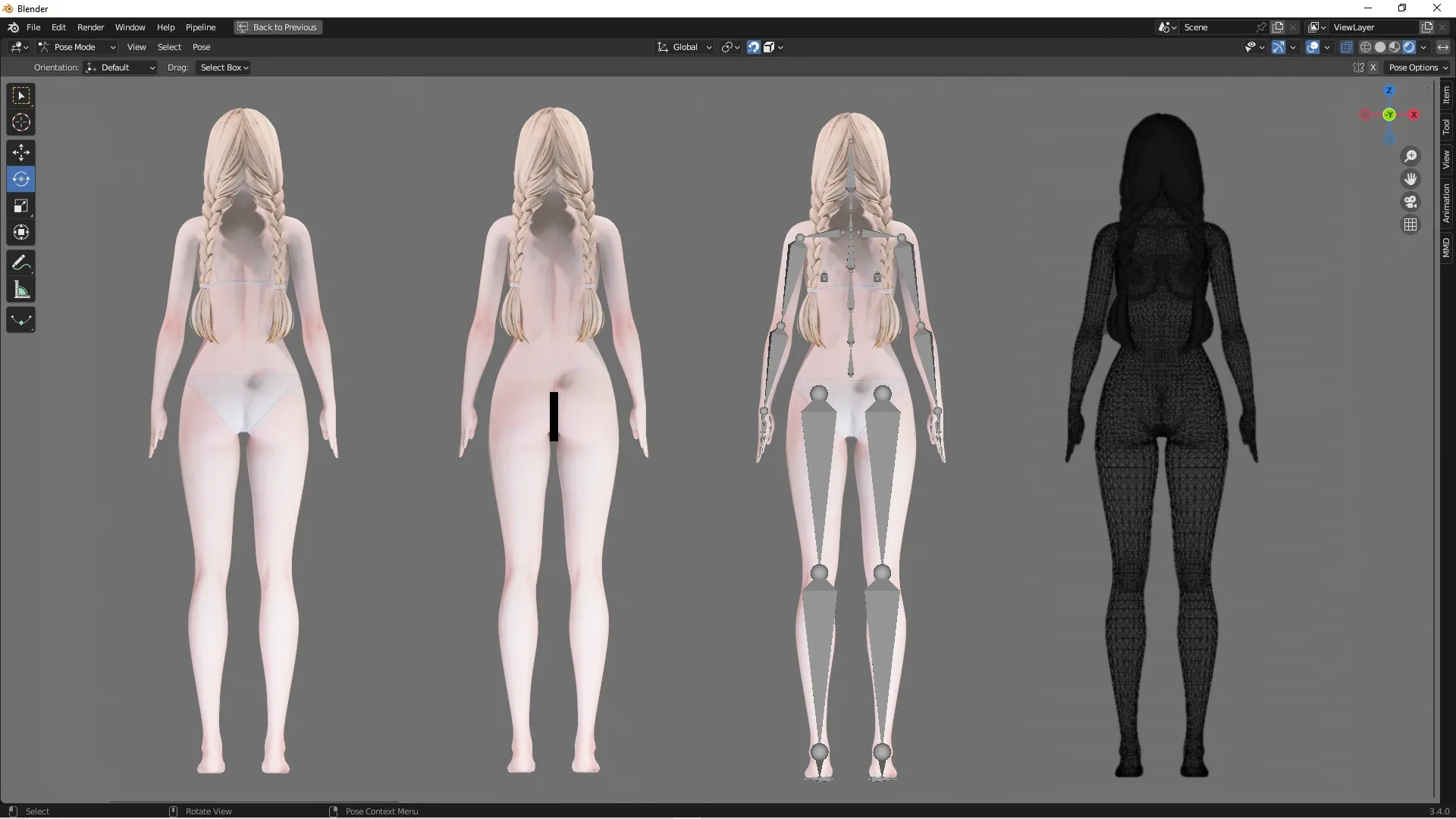 Lingerie clothes 0002 - UE5 - Unity - Blender - Animated - Realistic Female Character - GA