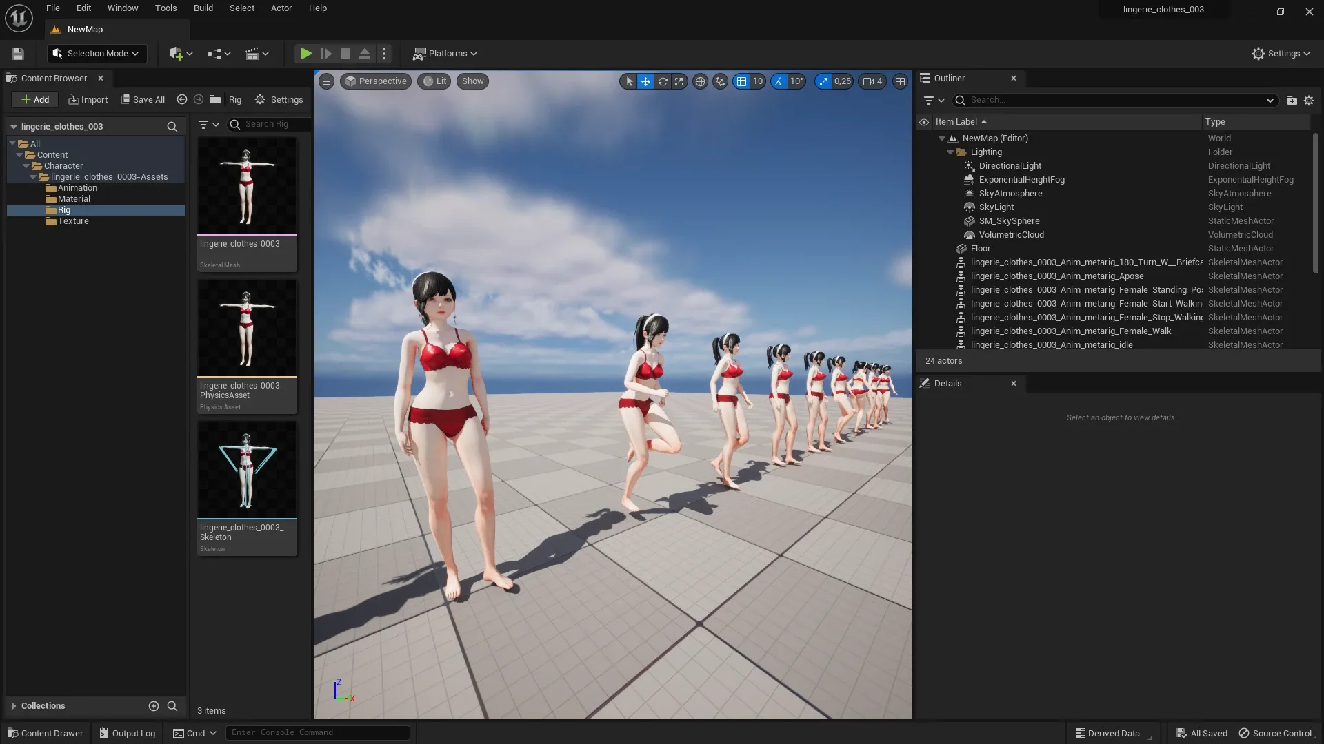Lingerie clothes 0003 - UE5 - Unity - Blender - Animated - Realistic Female Character - GA