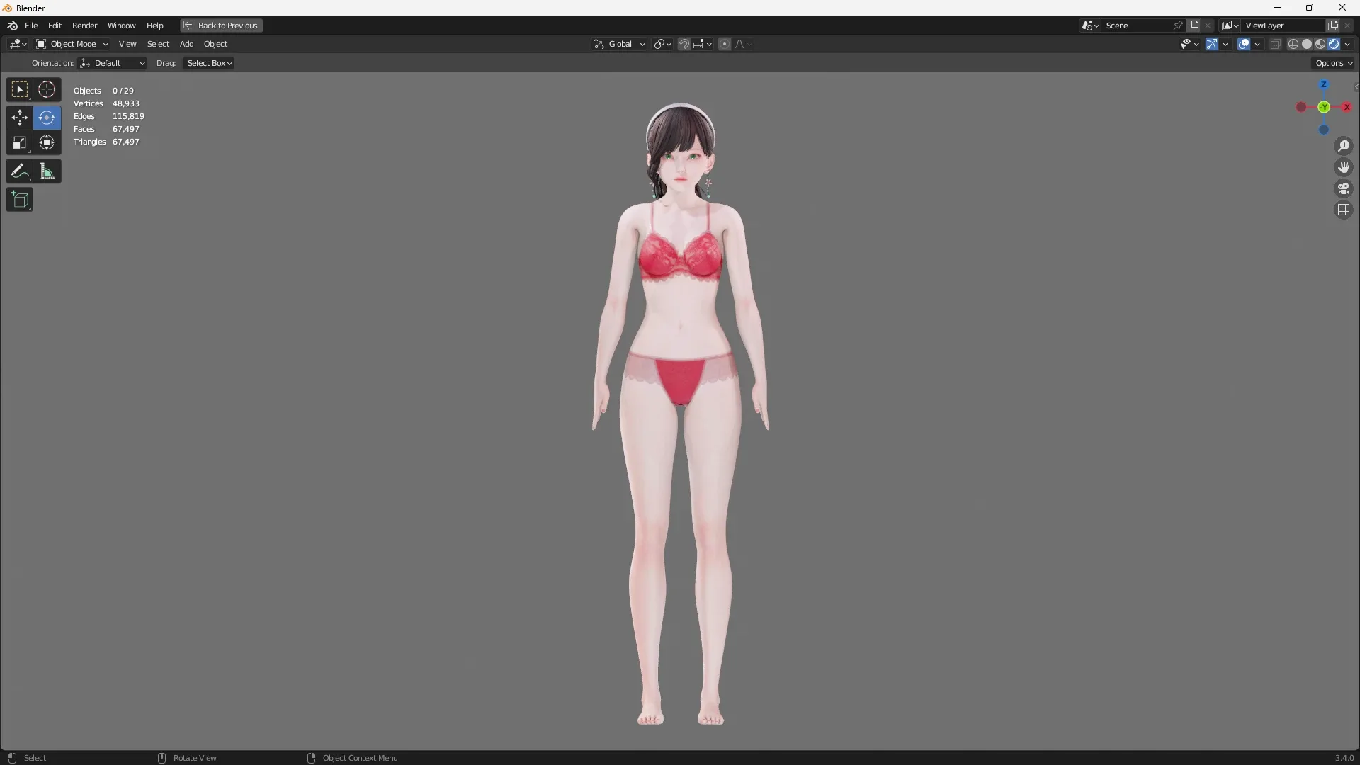 Lingerie clothes 0003 - UE5 - Unity - Blender - Animated - Realistic Female Character - GA