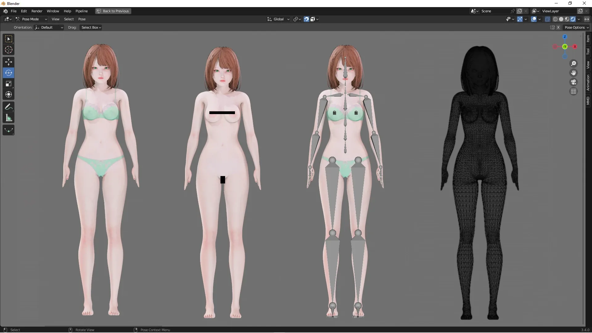 Lingerie clothes 0006 - Rigged -Unreal - Unity - Blender - Animated - Realistic Female Character - GA
