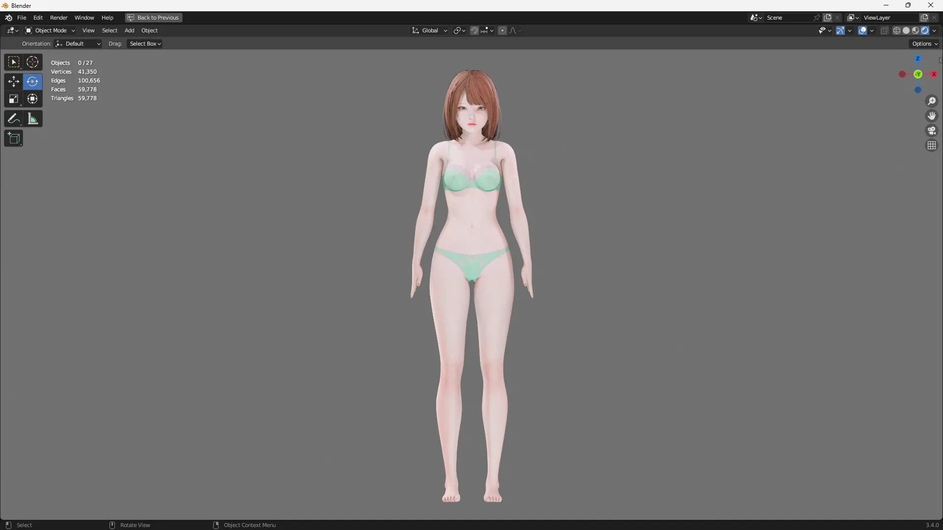 Lingerie clothes 0006 - Rigged -Unreal - Unity - Blender - Animated - Realistic Female Character - GA