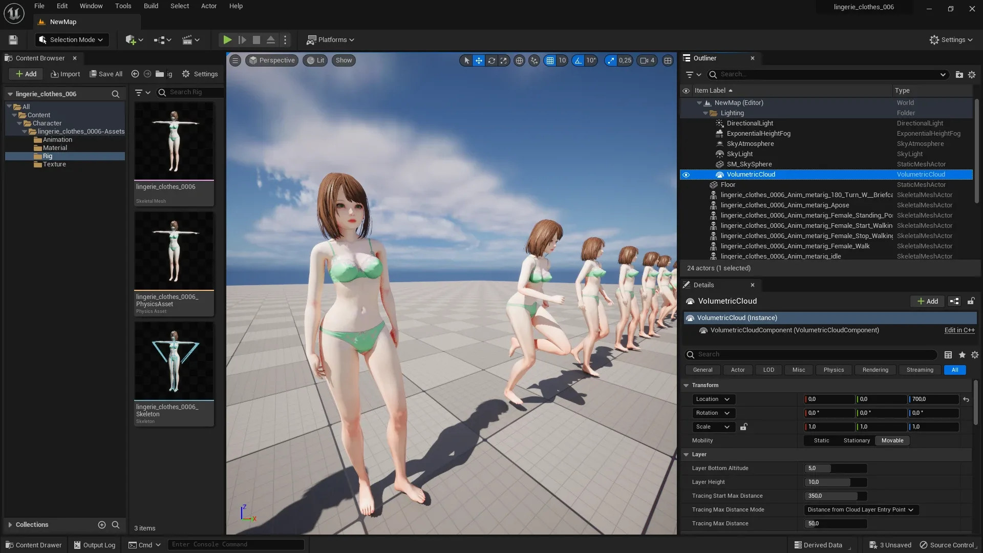 Lingerie clothes 0006 - Rigged -Unreal - Unity - Blender - Animated - Realistic Female Character - GA