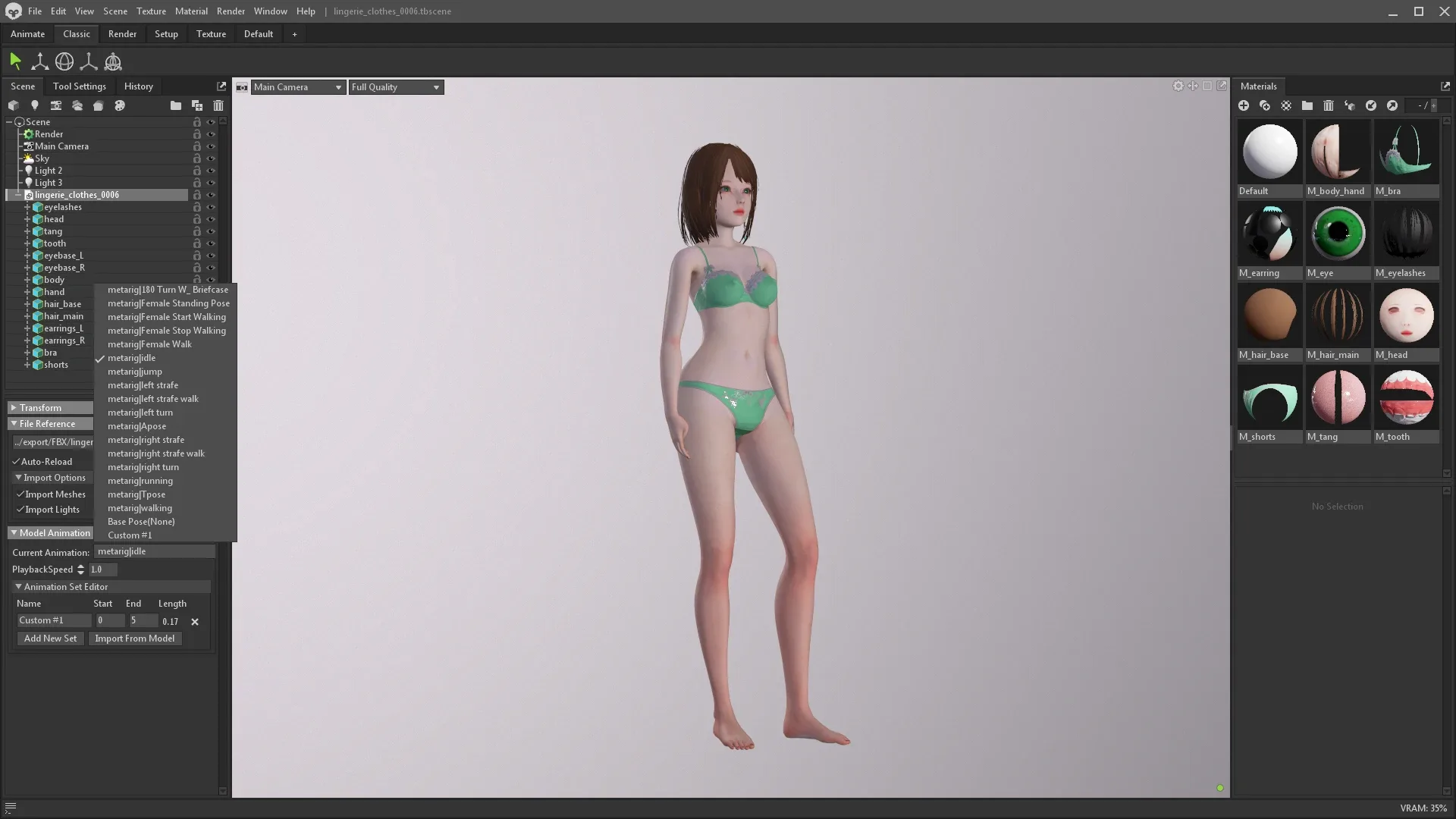 Lingerie clothes 0006 - Rigged -Unreal - Unity - Blender - Animated - Realistic Female Character