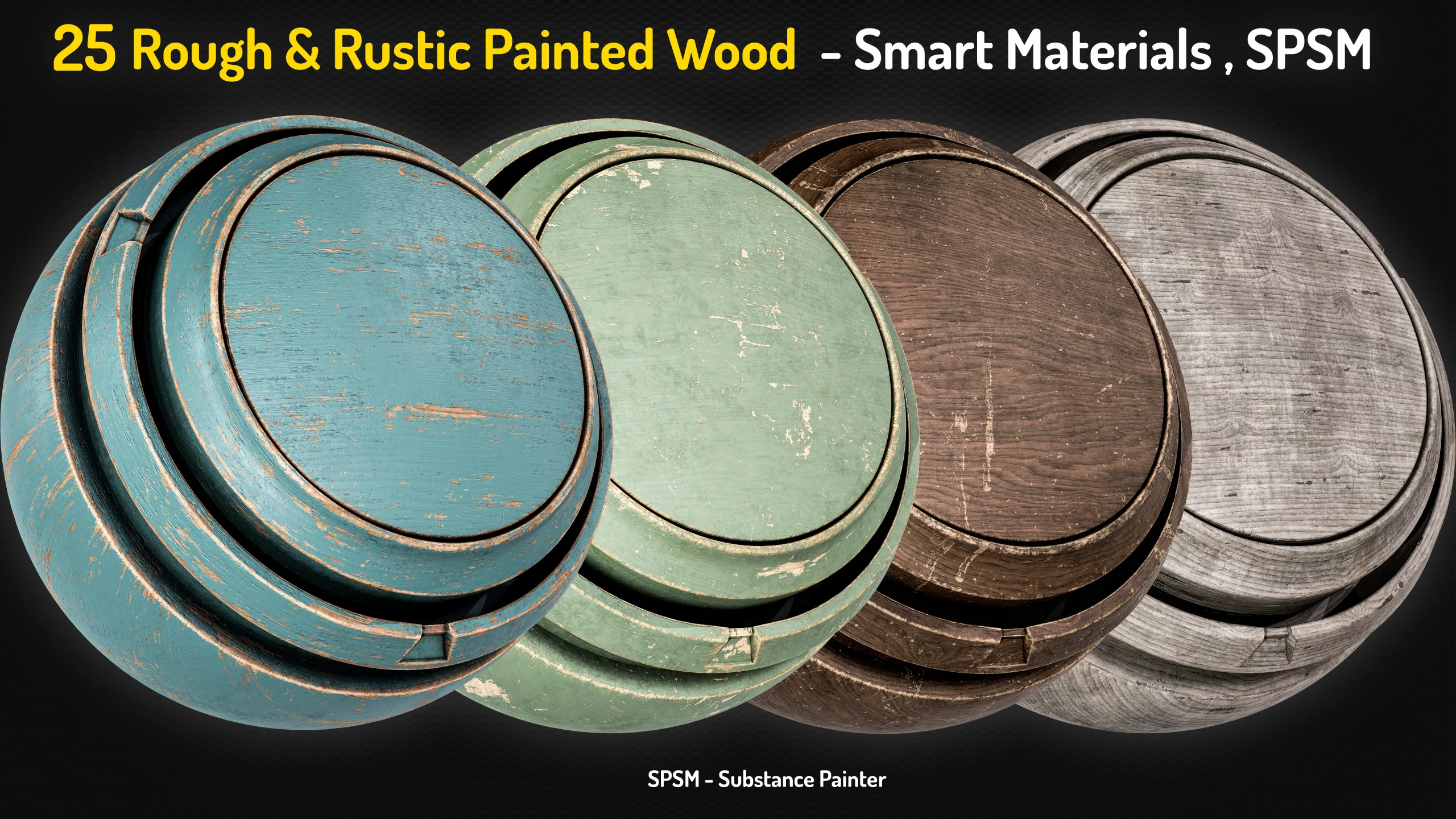 25 Painted Wood Rough & Rustic Smart Materials - Vol 1 + Free Sample