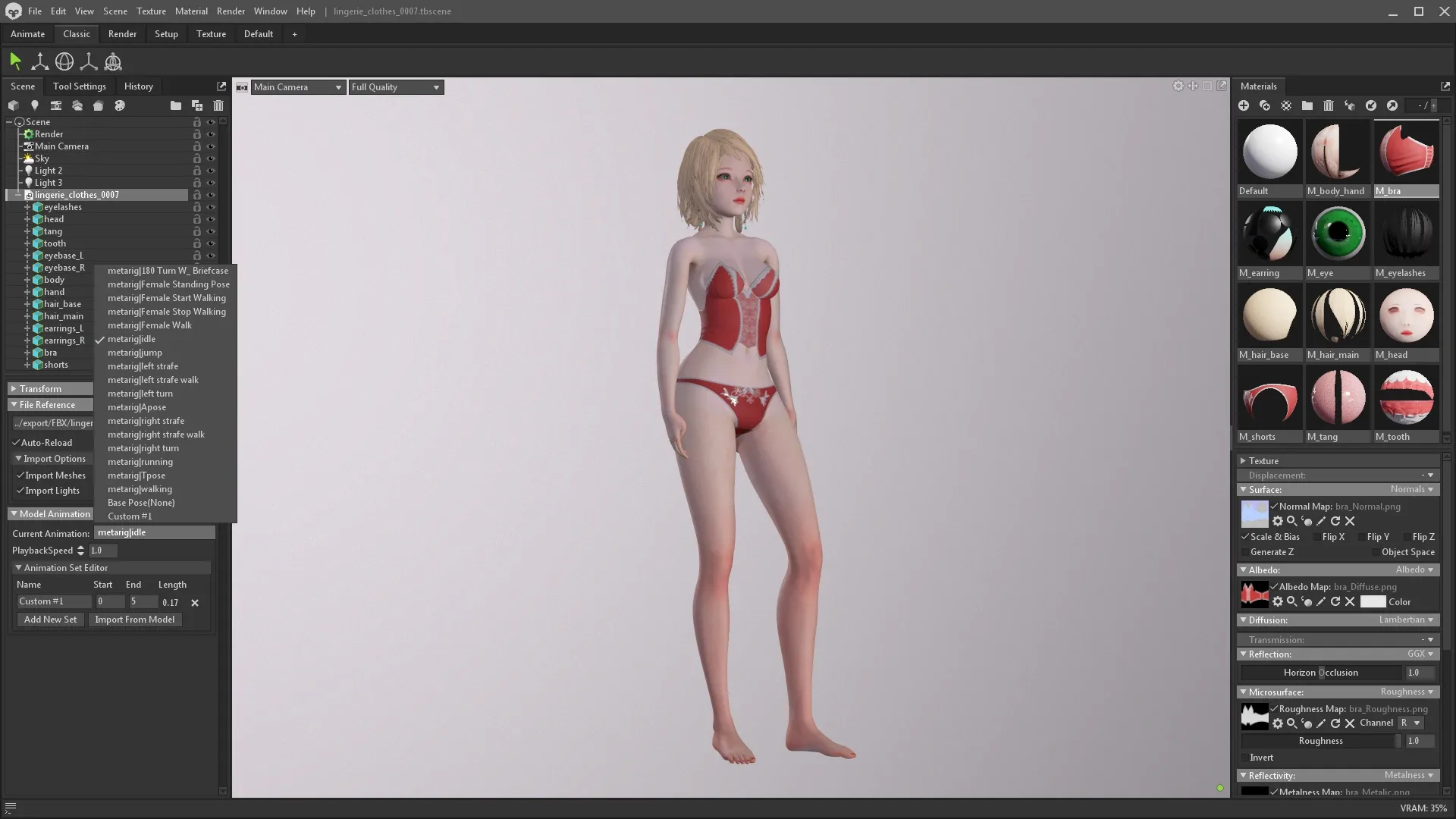 Lingerie clothes 0007 - Rigged -Unreal - Unity - Blender - Animated - Realistic Female Character