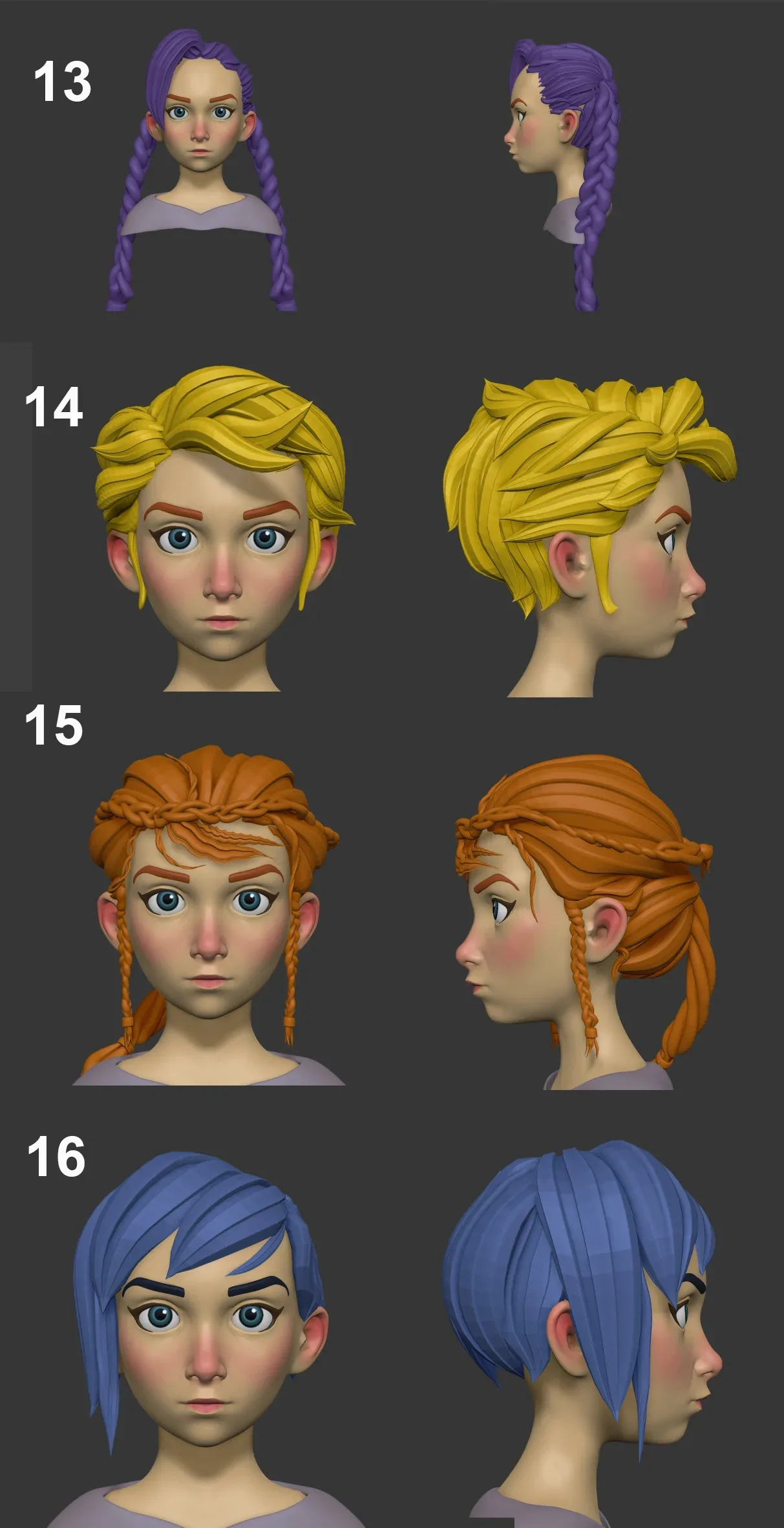 20 Stylized Hair Models – Optimized for Performance & Customization