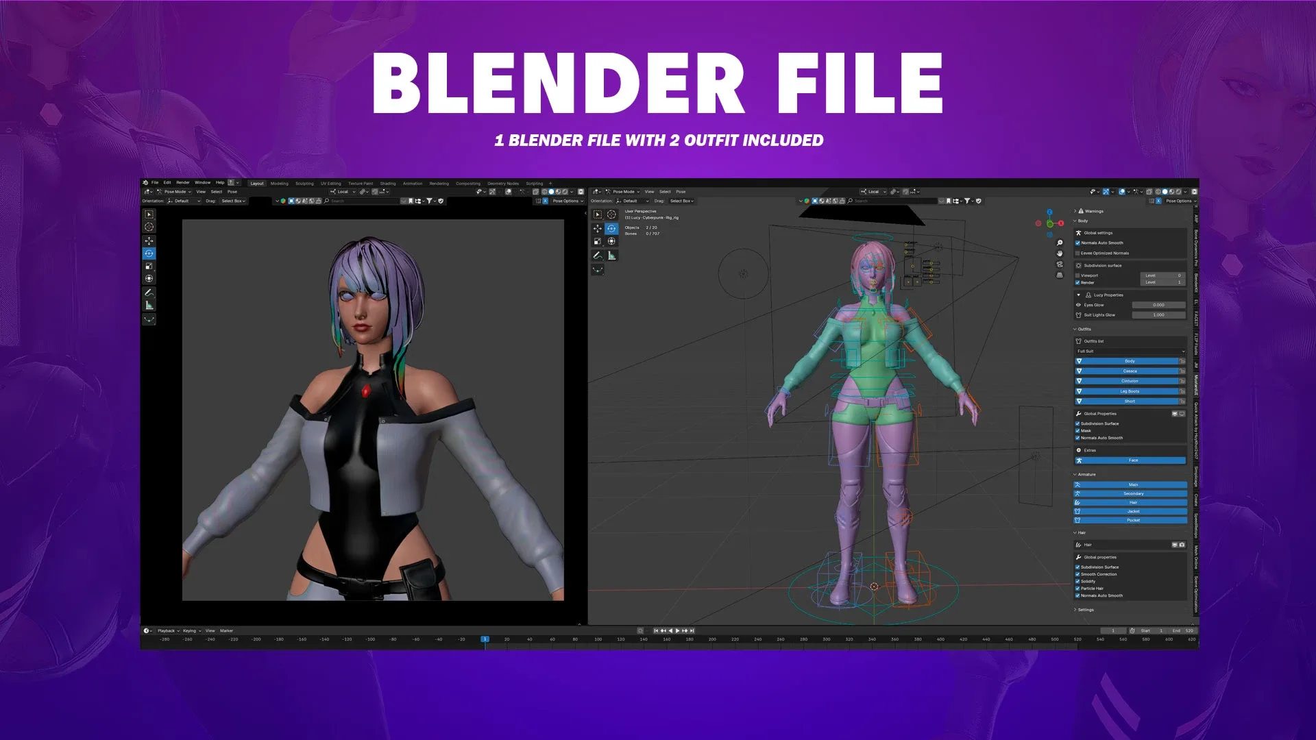 Lucy Cyberpunk Edgerunner - Game Ready 3D model - UE5