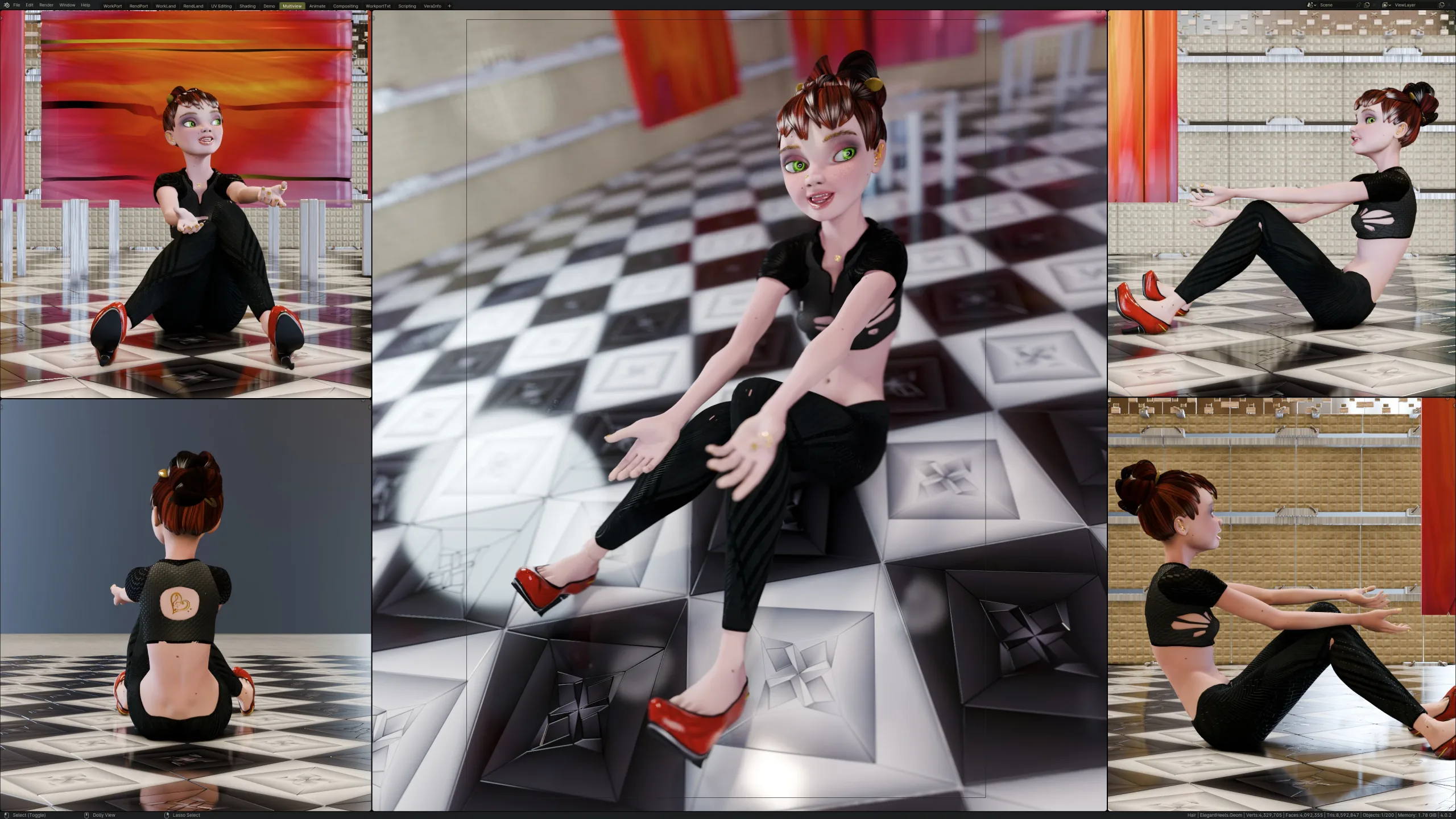Princess Verachantesse, Singer girl - Female Rigged Character