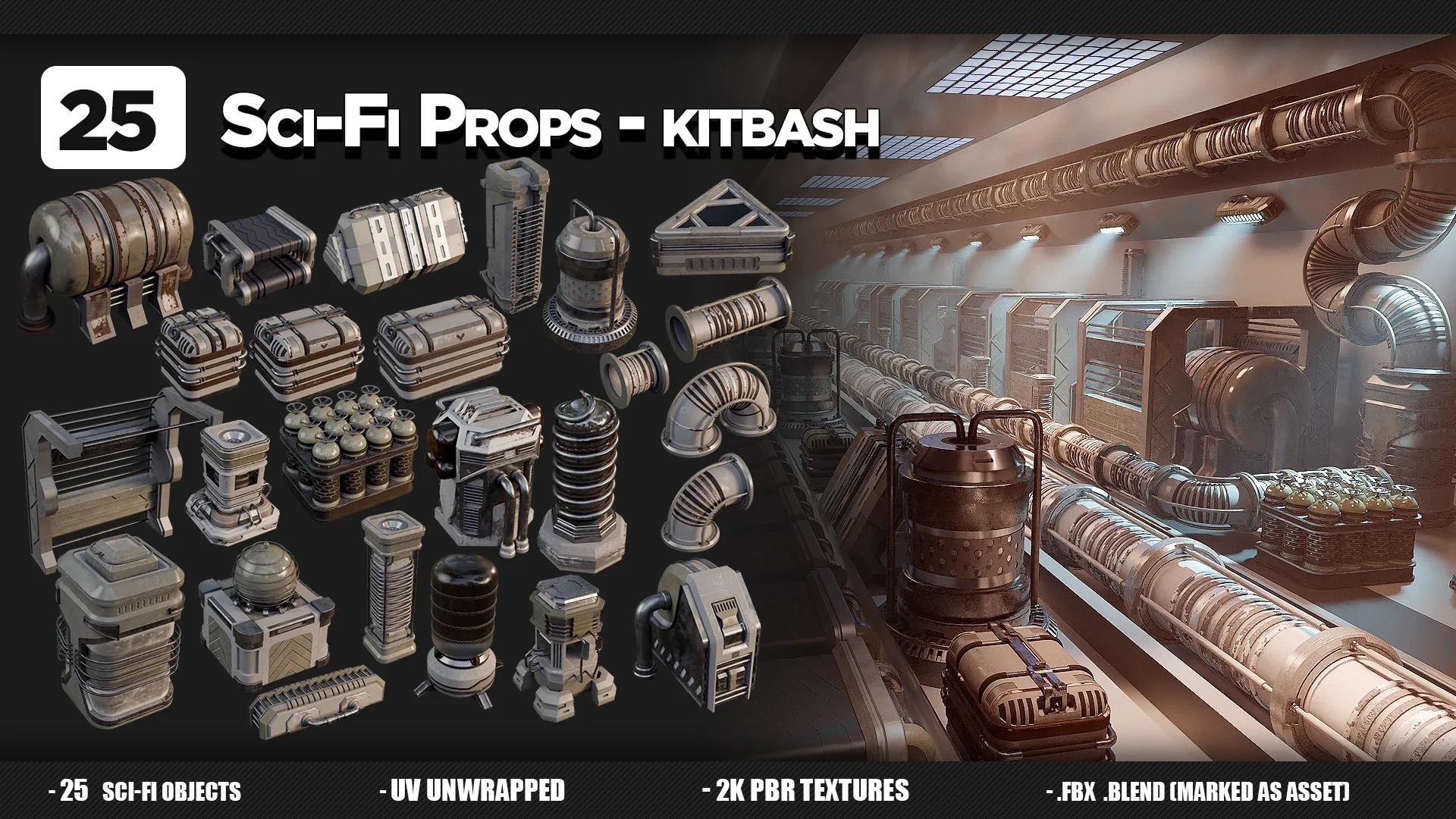 25 Sci-Fi Props - kitbash - Vol 10