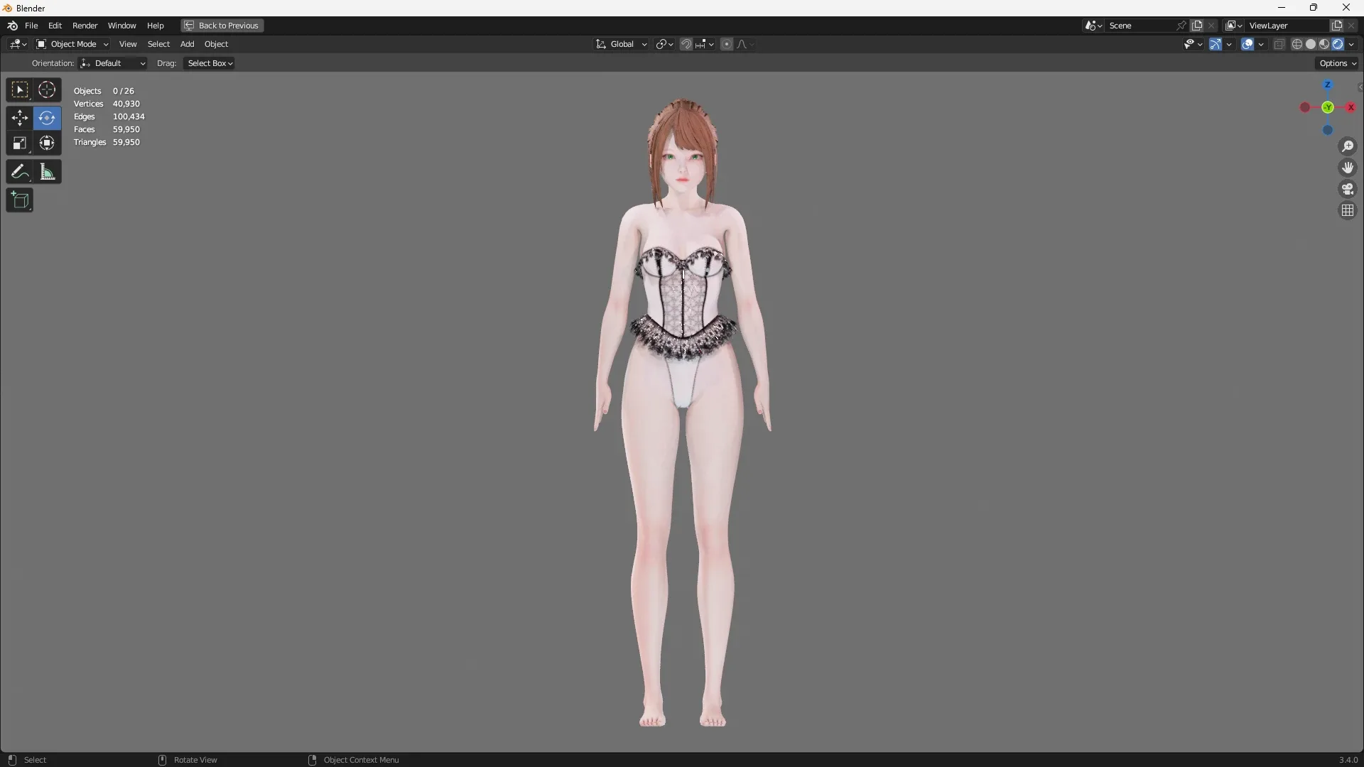 Lingerie clothes 0008 - Rigged -Unreal - Unity - Blender - Animated - Realistic Female Character