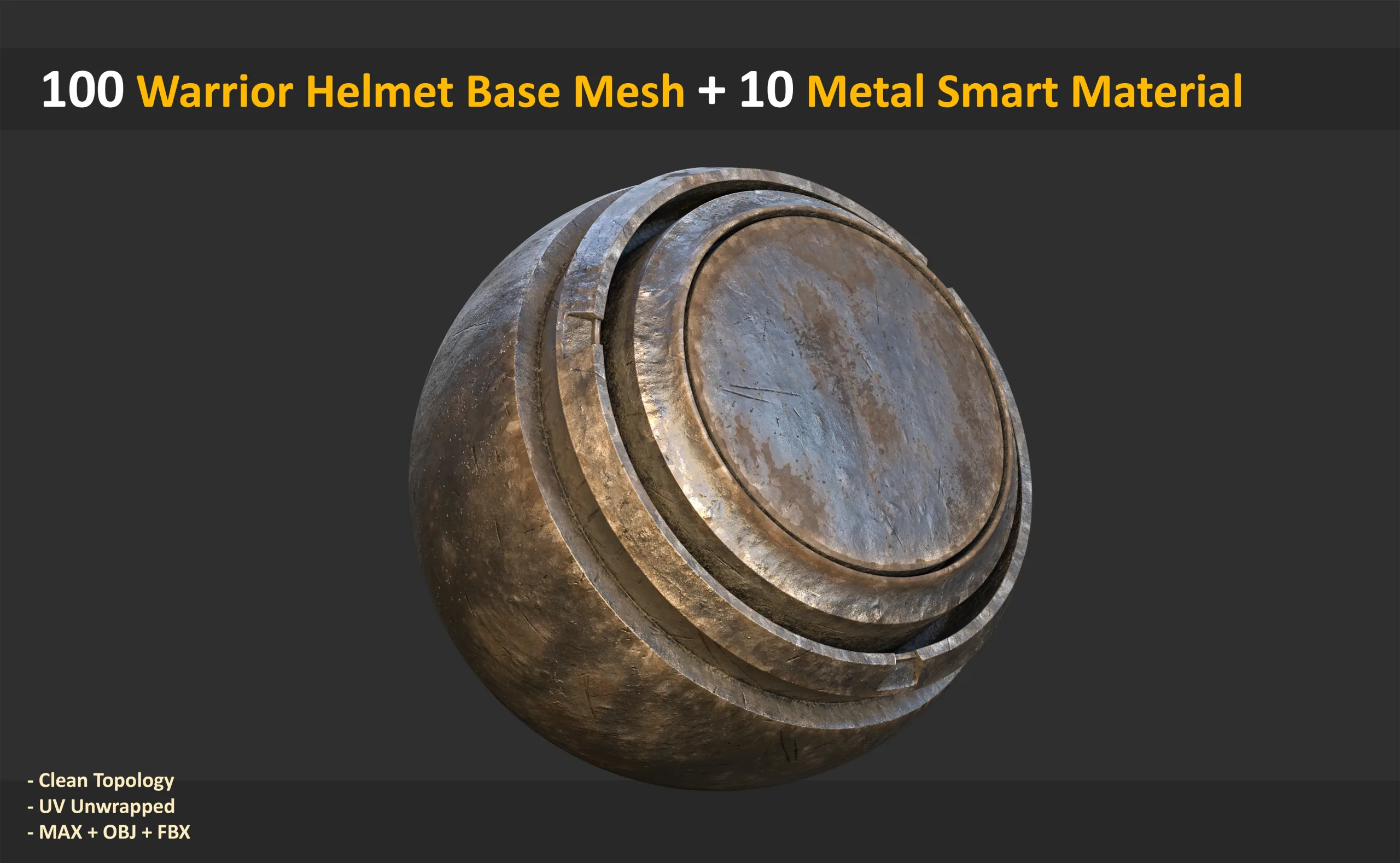 100 Warrior Helmet Base Mesh + 10 Metal Smart Material