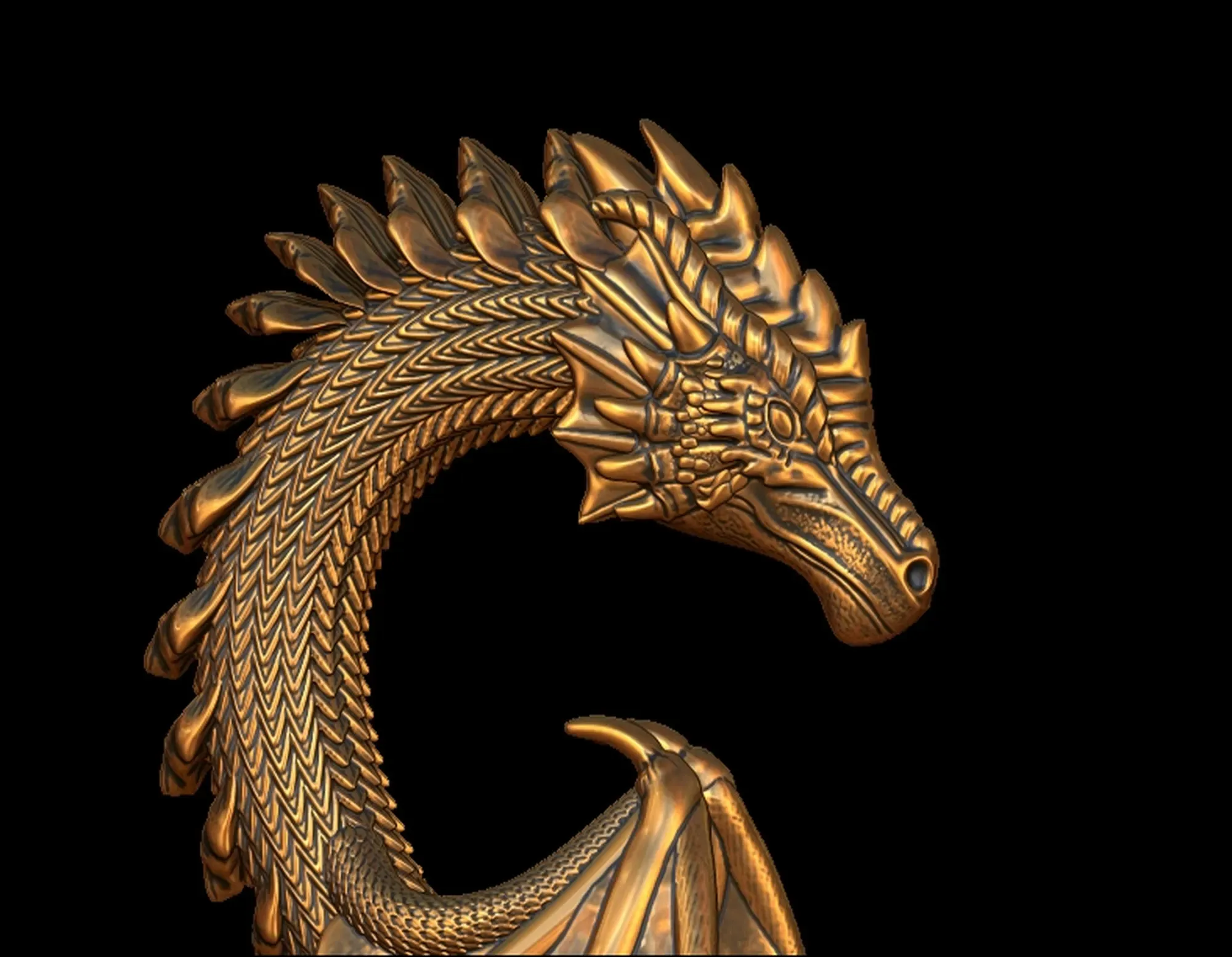 Detailed Sculpt Twing Dragon Pendant