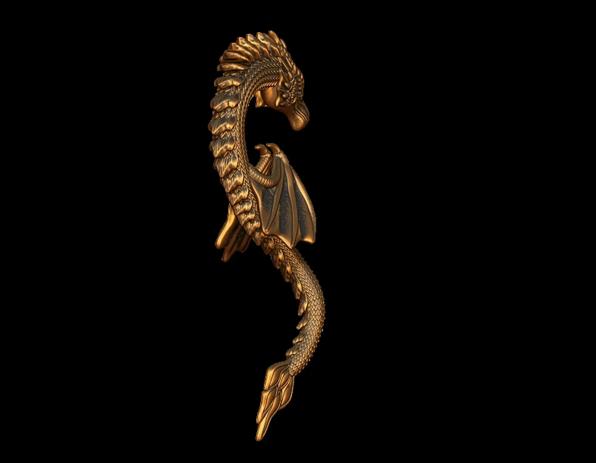 Detailed Sculpt Twing Dragon Pendant