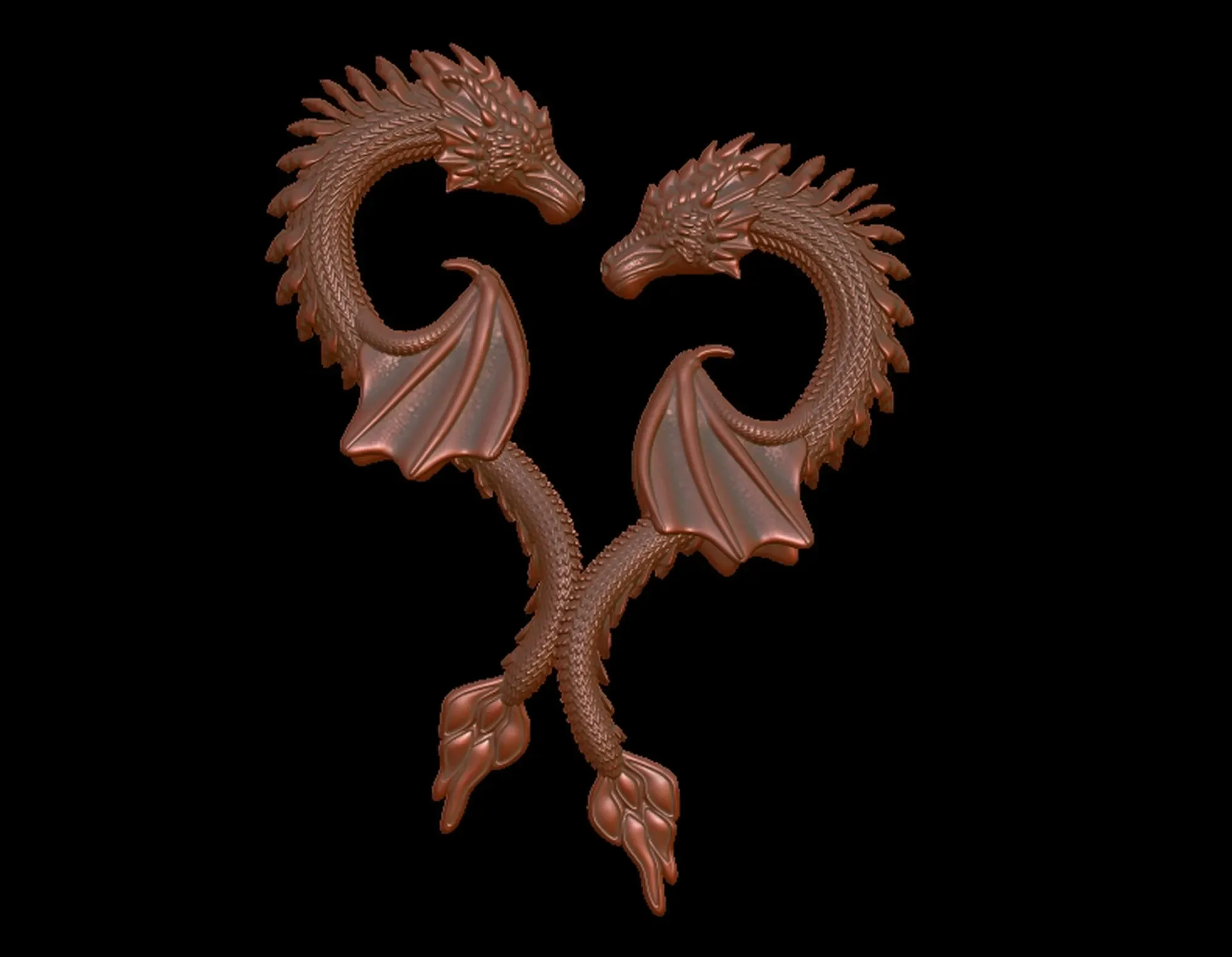 Detailed Sculpt Twing Dragon Pendant
