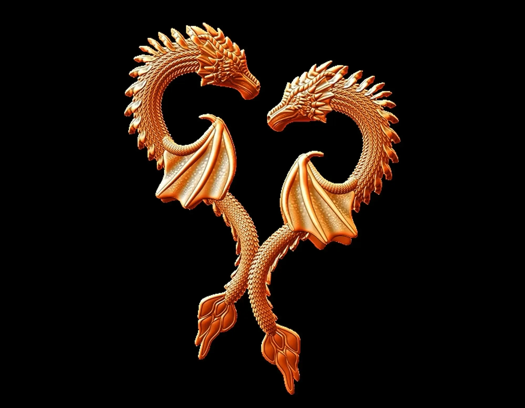 Detailed Sculpt Twing Dragon Pendant