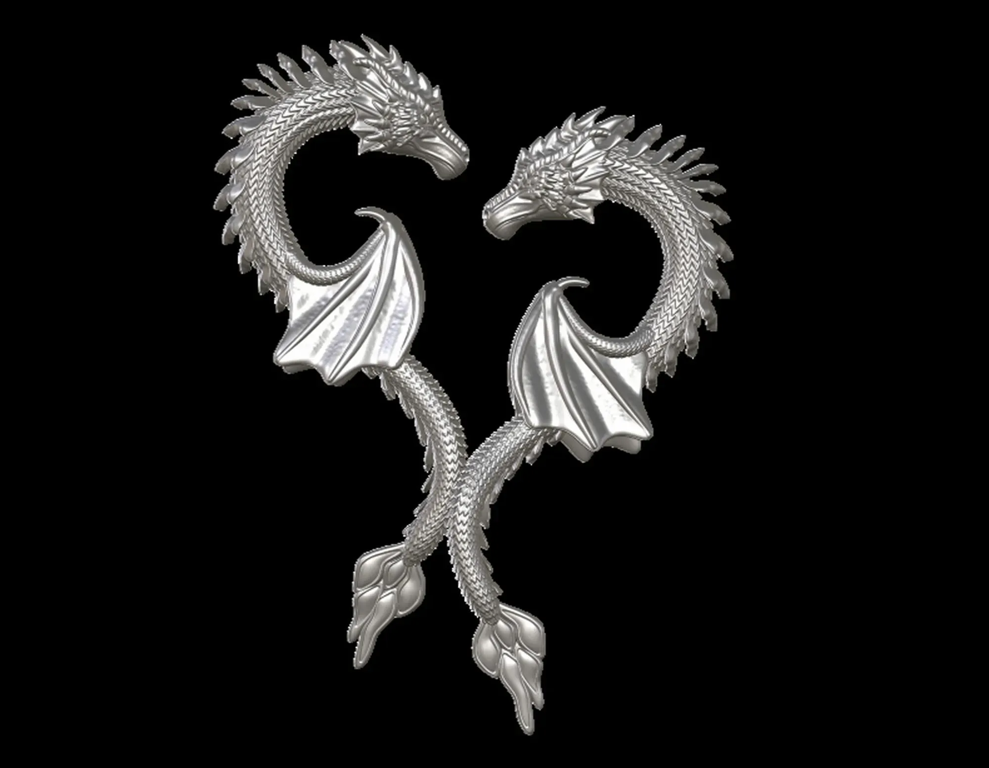 Detailed Sculpt Twing Dragon Pendant