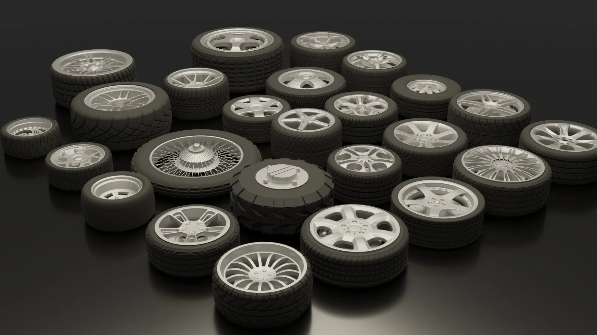 3D Pack of Rims and Wheels