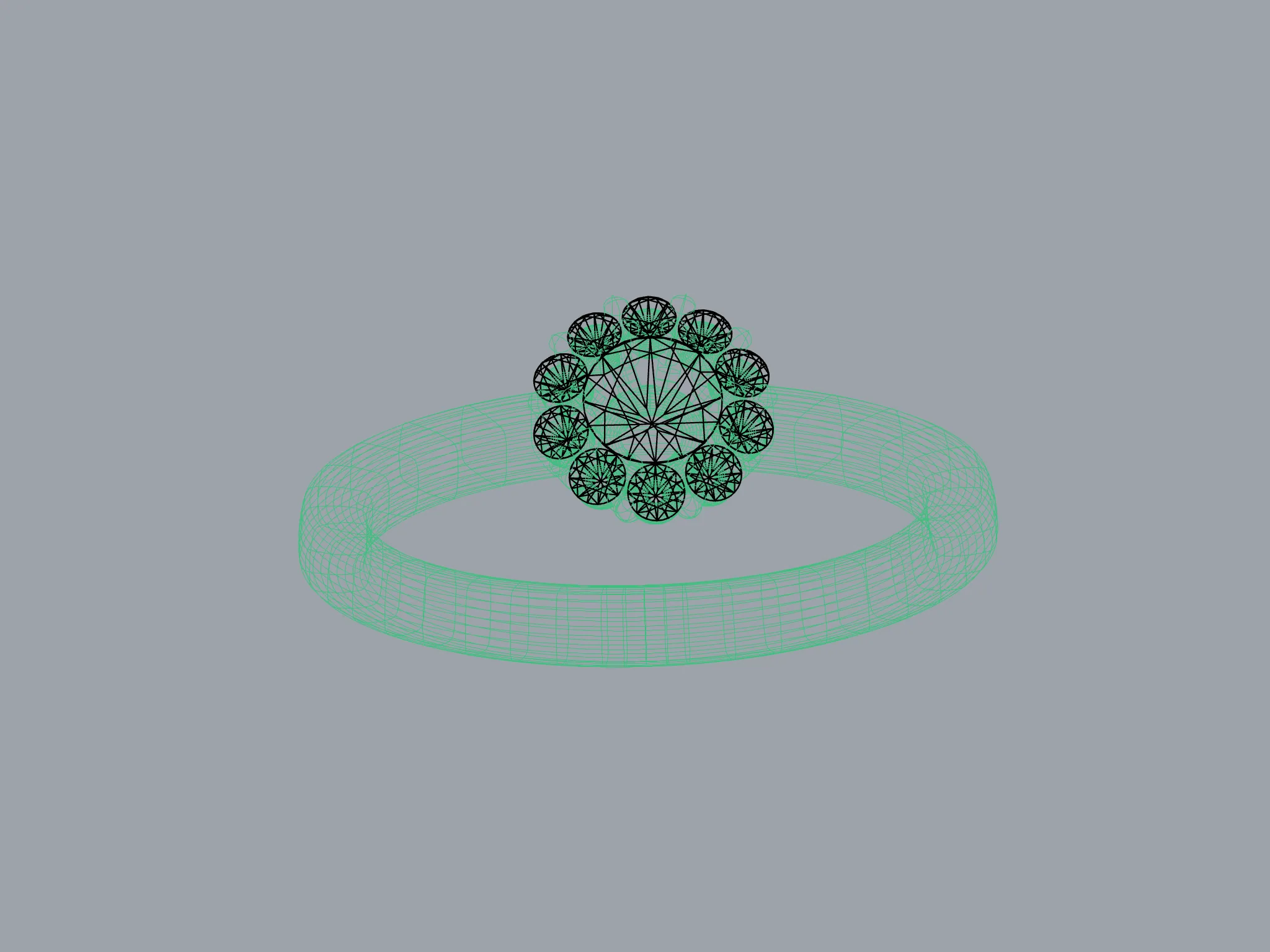 3 mm Cluster Engagement Ring