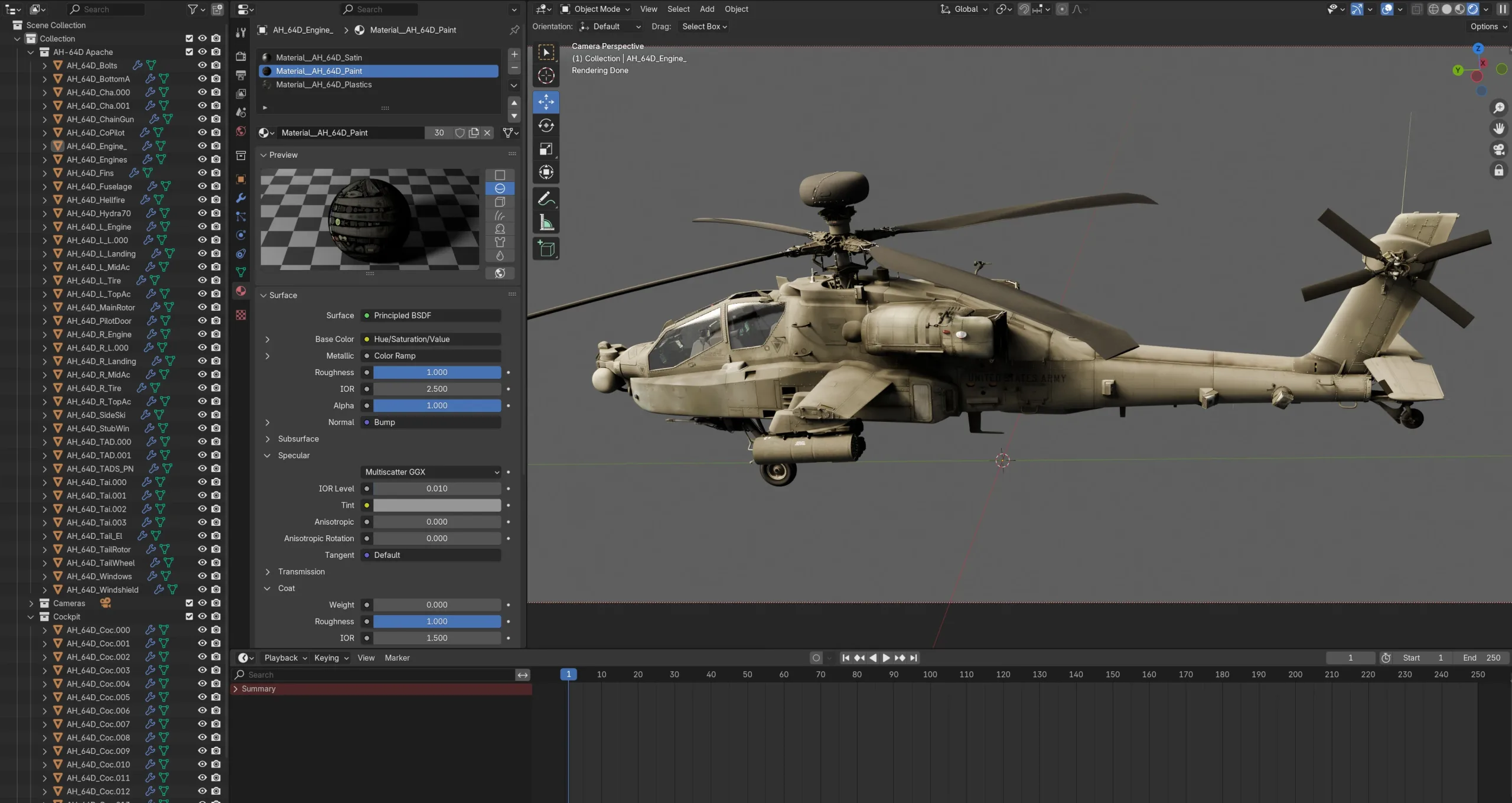 Boeing AH-64D Apache Longbow Helicopter with Cockpit