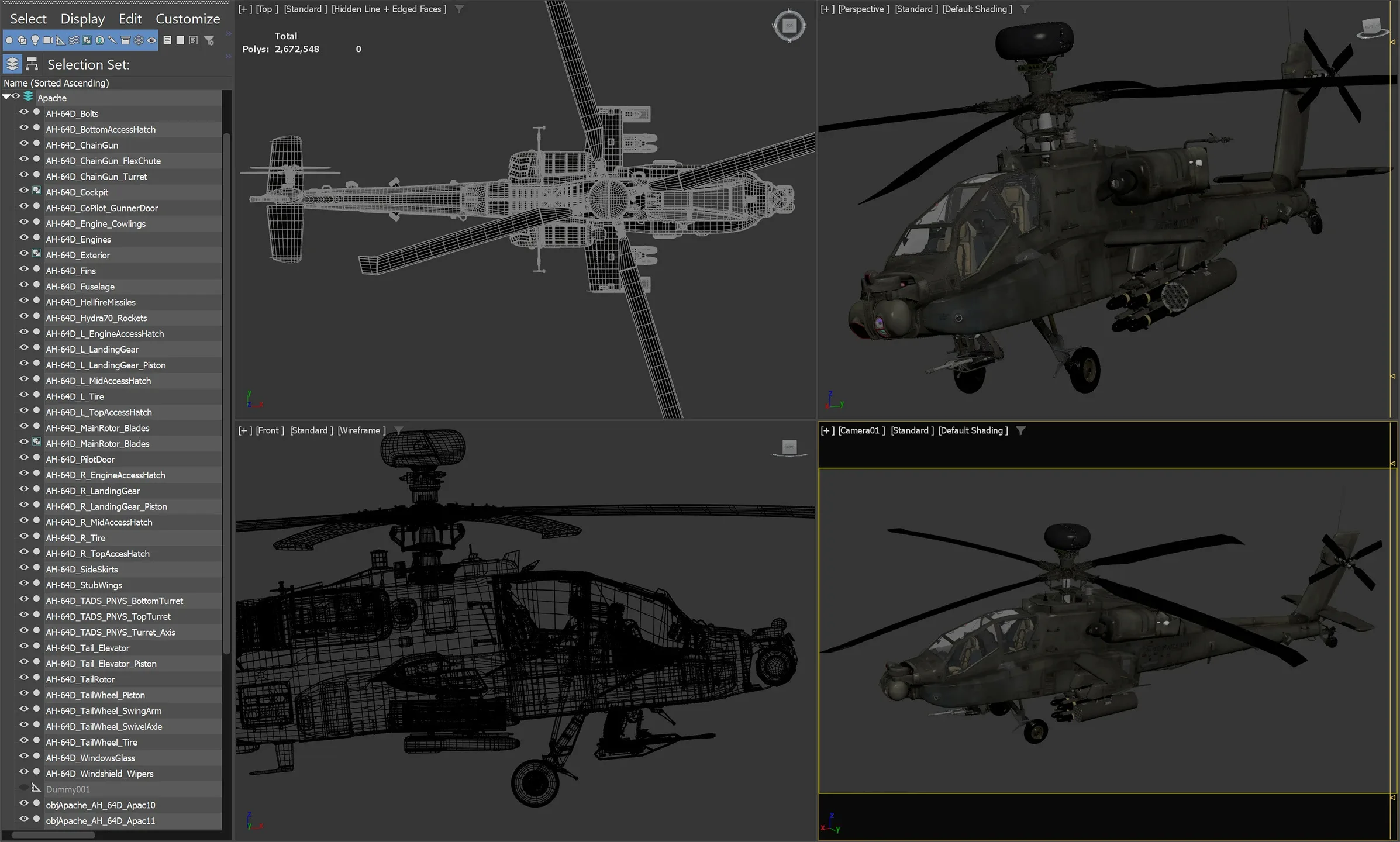 Boeing AH-64D Apache Longbow Helicopter with Cockpit