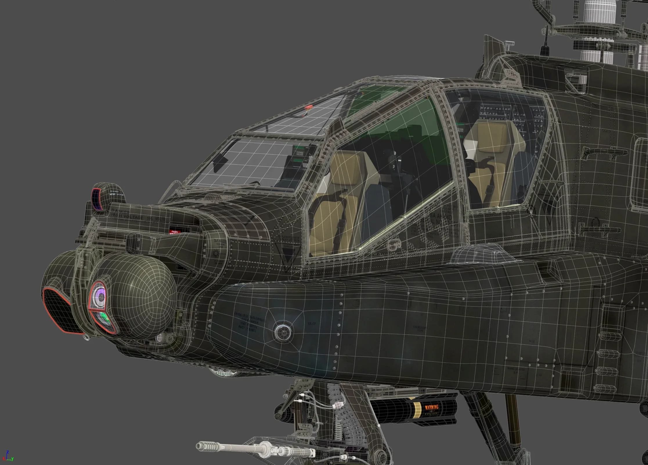 Boeing AH-64D Apache Longbow Helicopter with Cockpit