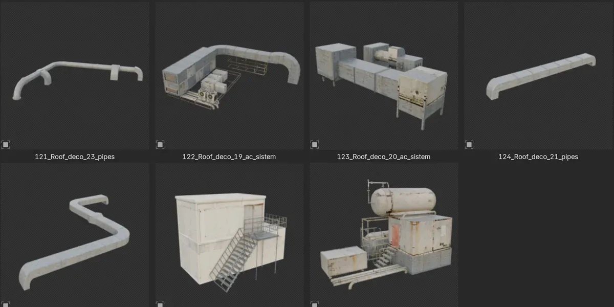 7 Modeling And Texturing Tutorials + Industrual Decoration Asset Pack