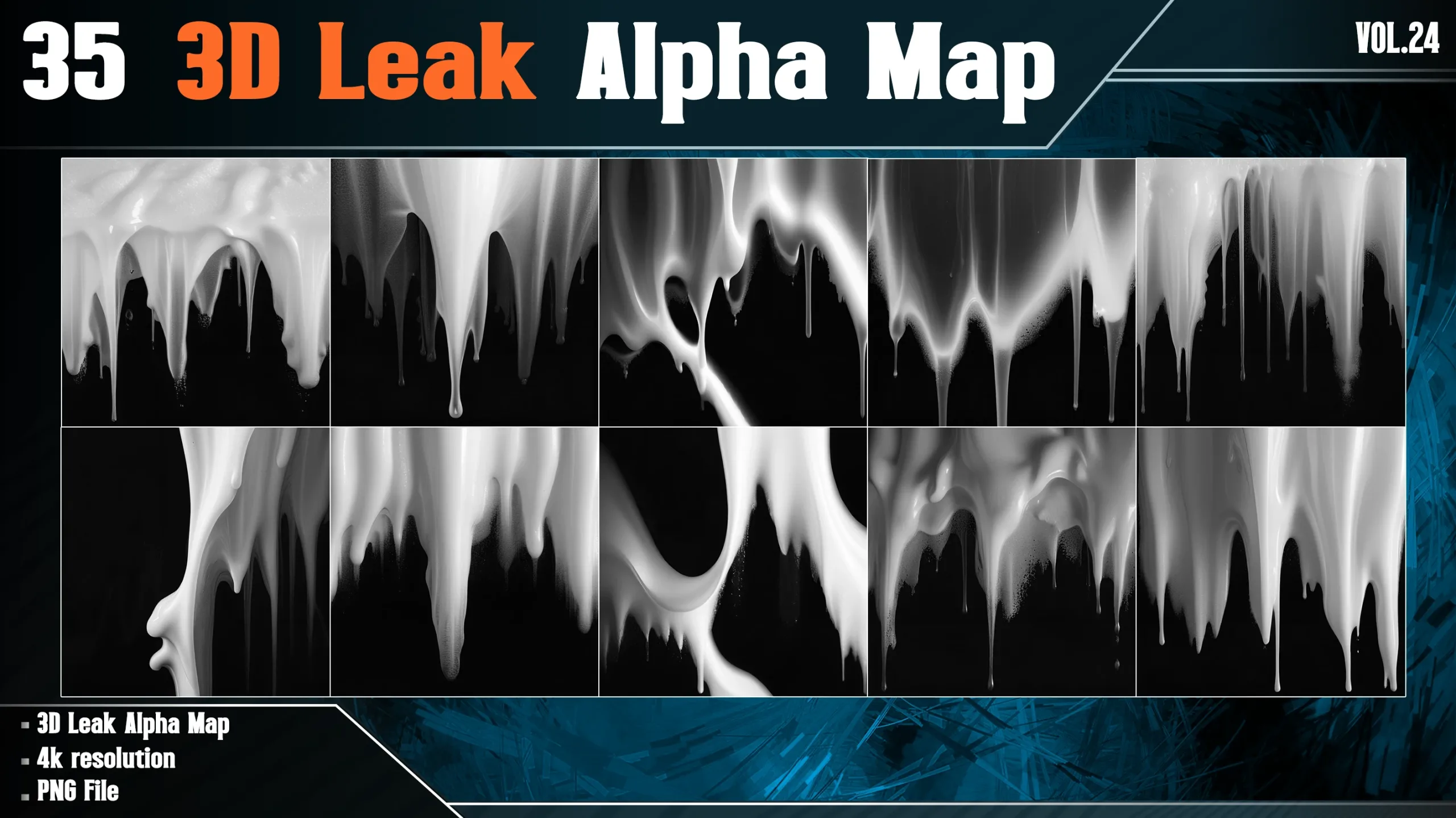 35 3D Leak Alpha Map - Vol.24 ( 4K PNG )