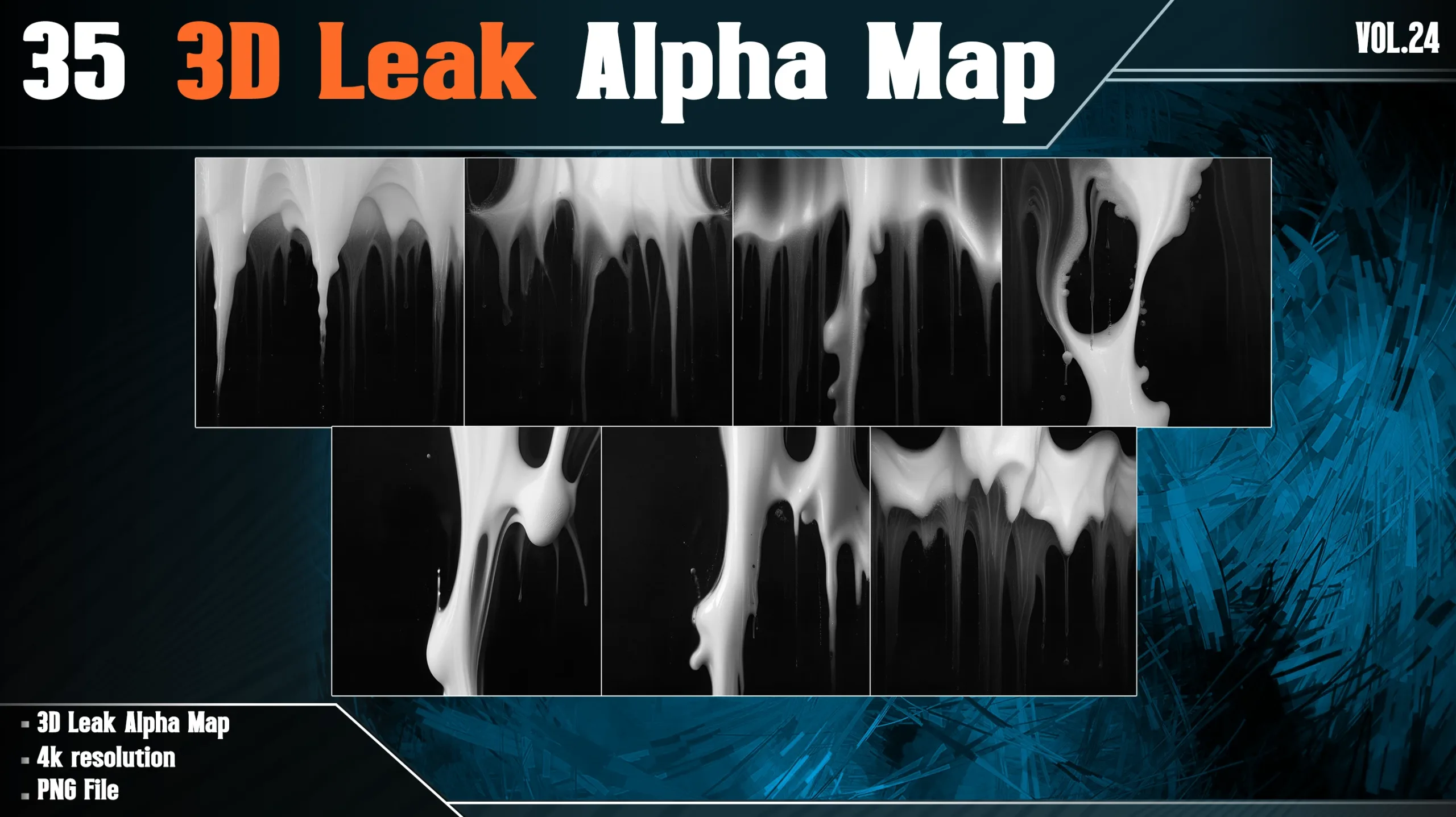 35 3D Leak Alpha Map - Vol.24 ( 4K PNG )