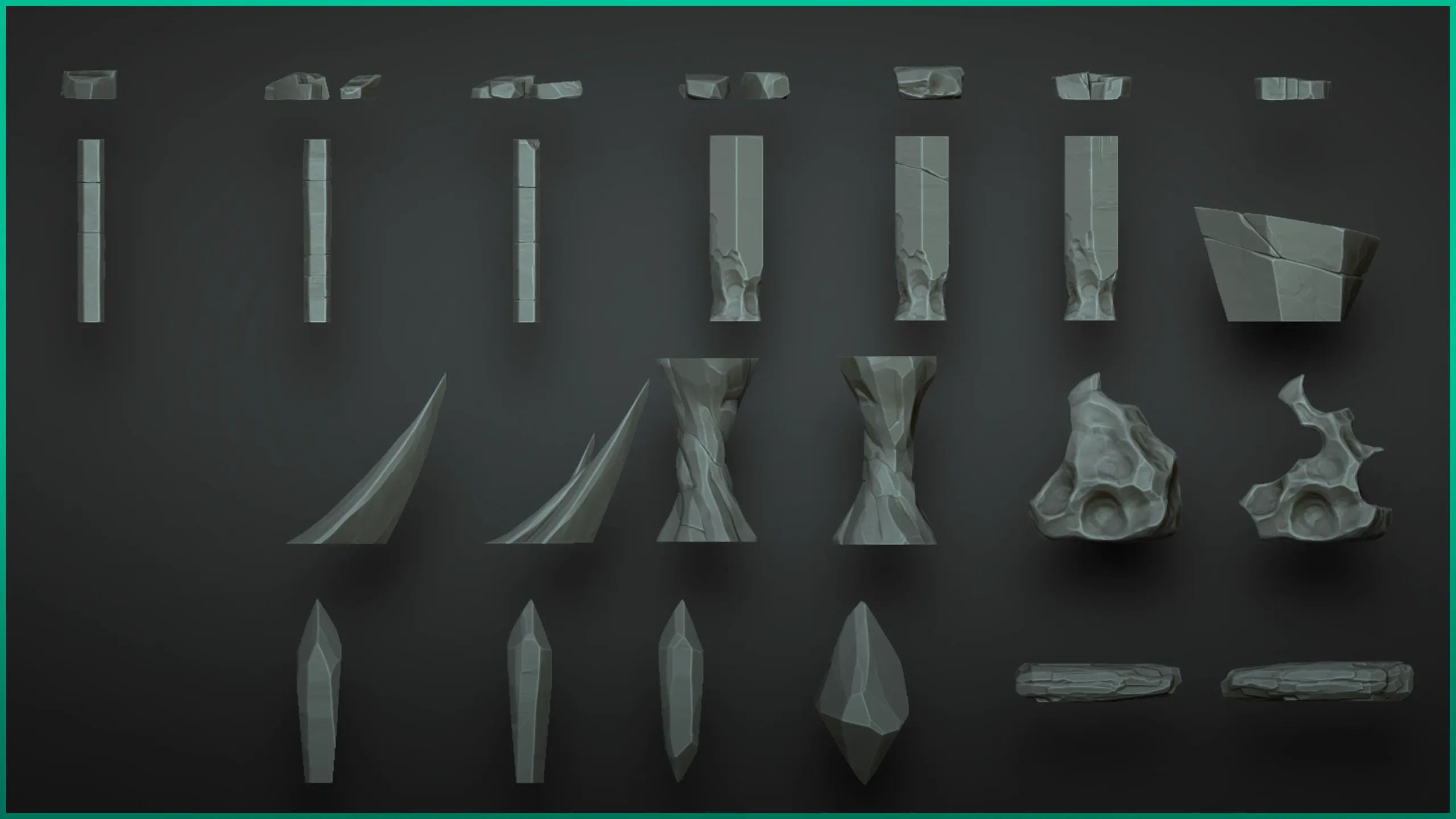 Stylized Rocks - 40+ Insert mesh Zbrush