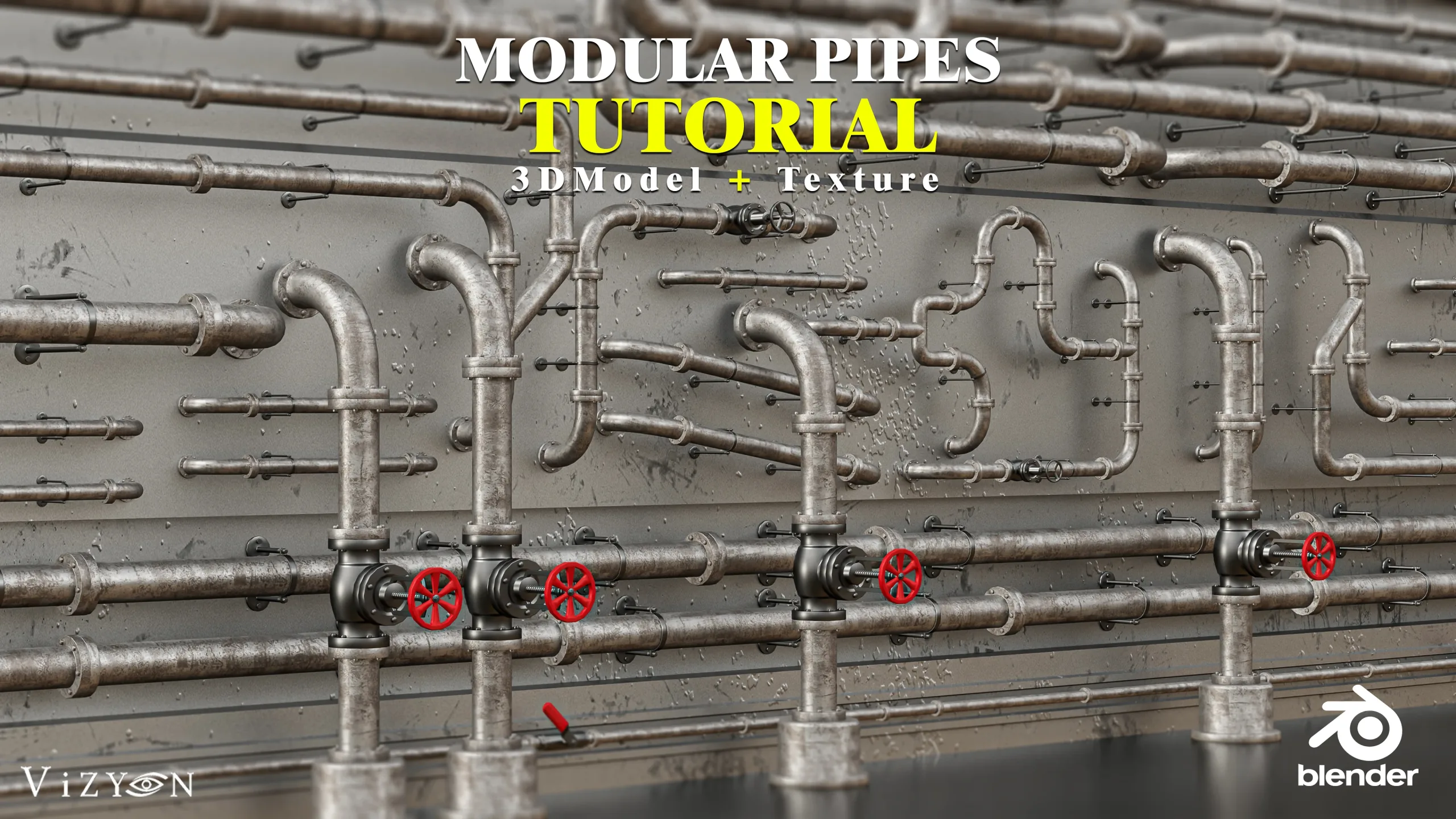 Modular Pipes System / Blender Tutorial + 3D Models with texture
