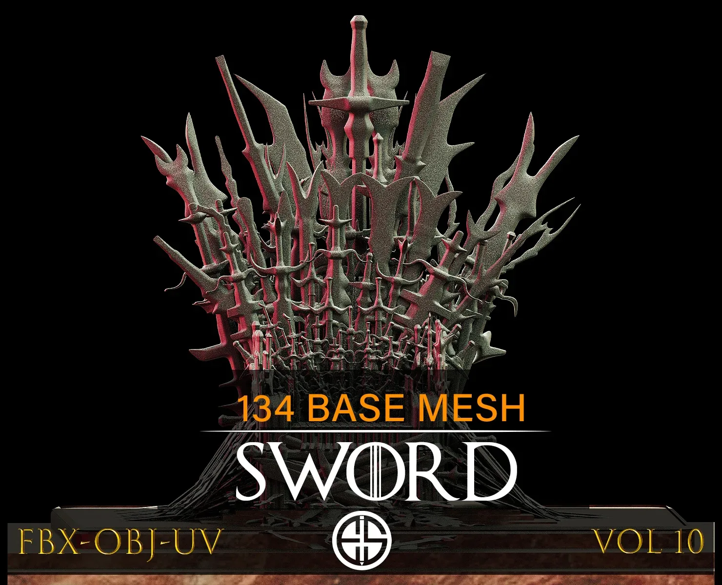 Swords-134 Sword Models-Sword-Base Mesh-Cold Weapons - Sword Game Ready Model - Vol 10