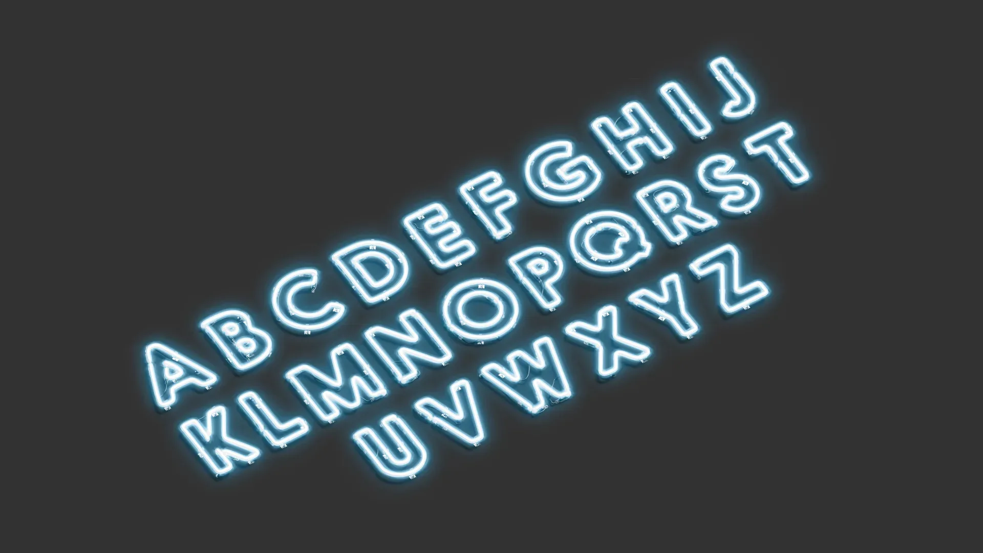 Blue Neon Capital Letters - illuminated led uppercase font 3D Model