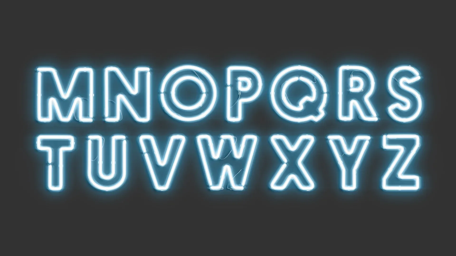 Blue Neon Capital Letters - illuminated led uppercase font 3D Model