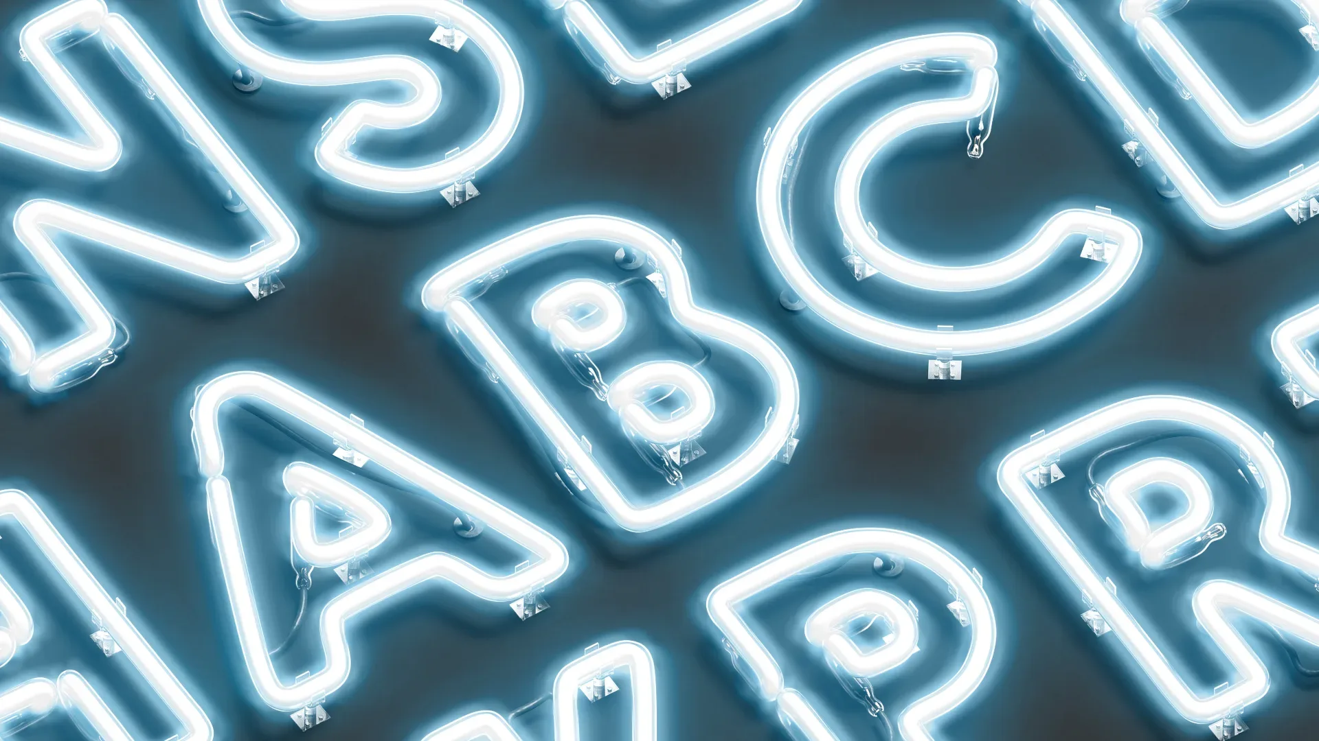 Blue Neon Capital Letters - illuminated led uppercase font 3D Model