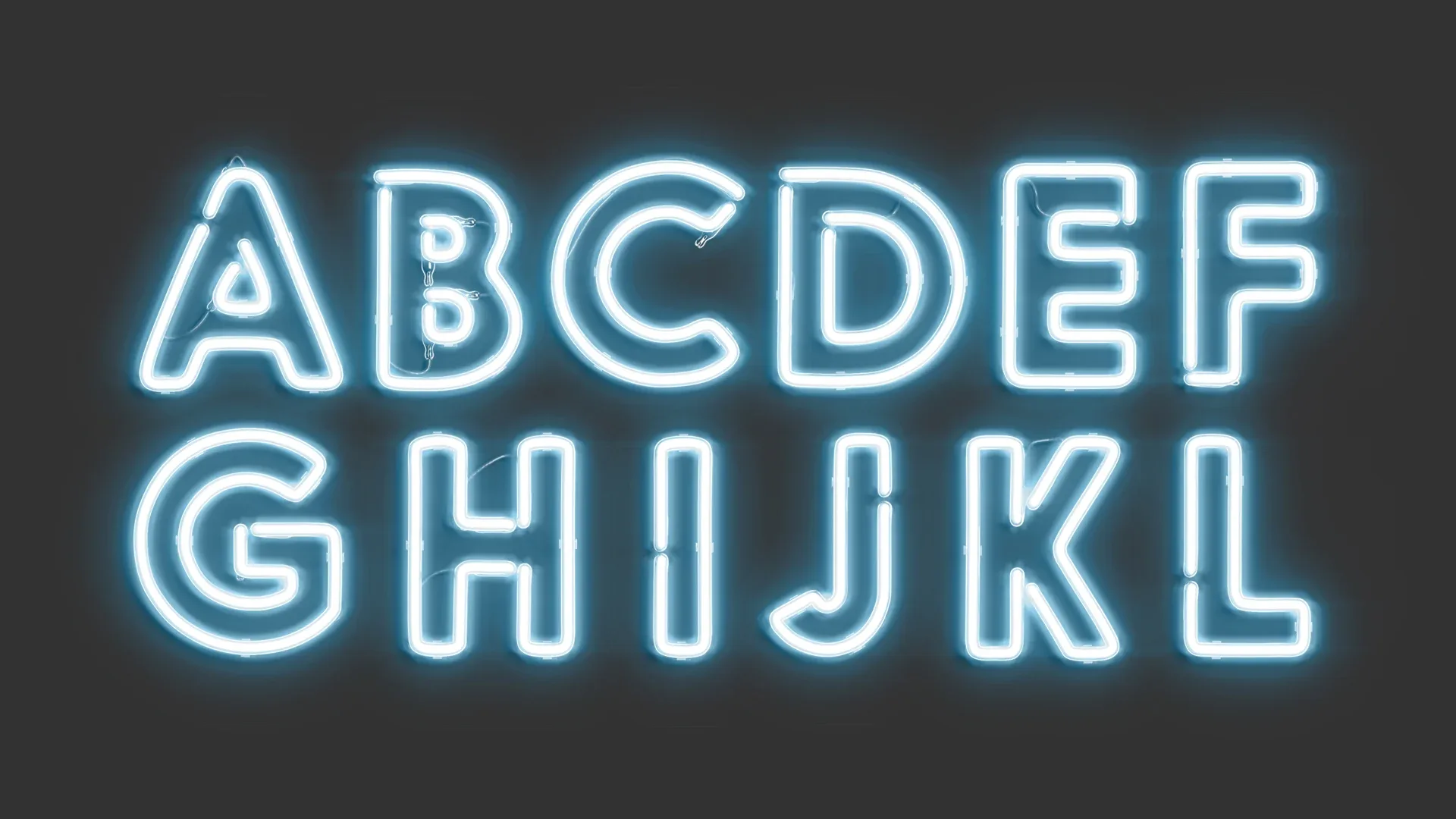 Blue Neon Capital Letters - illuminated led uppercase font 3D Model