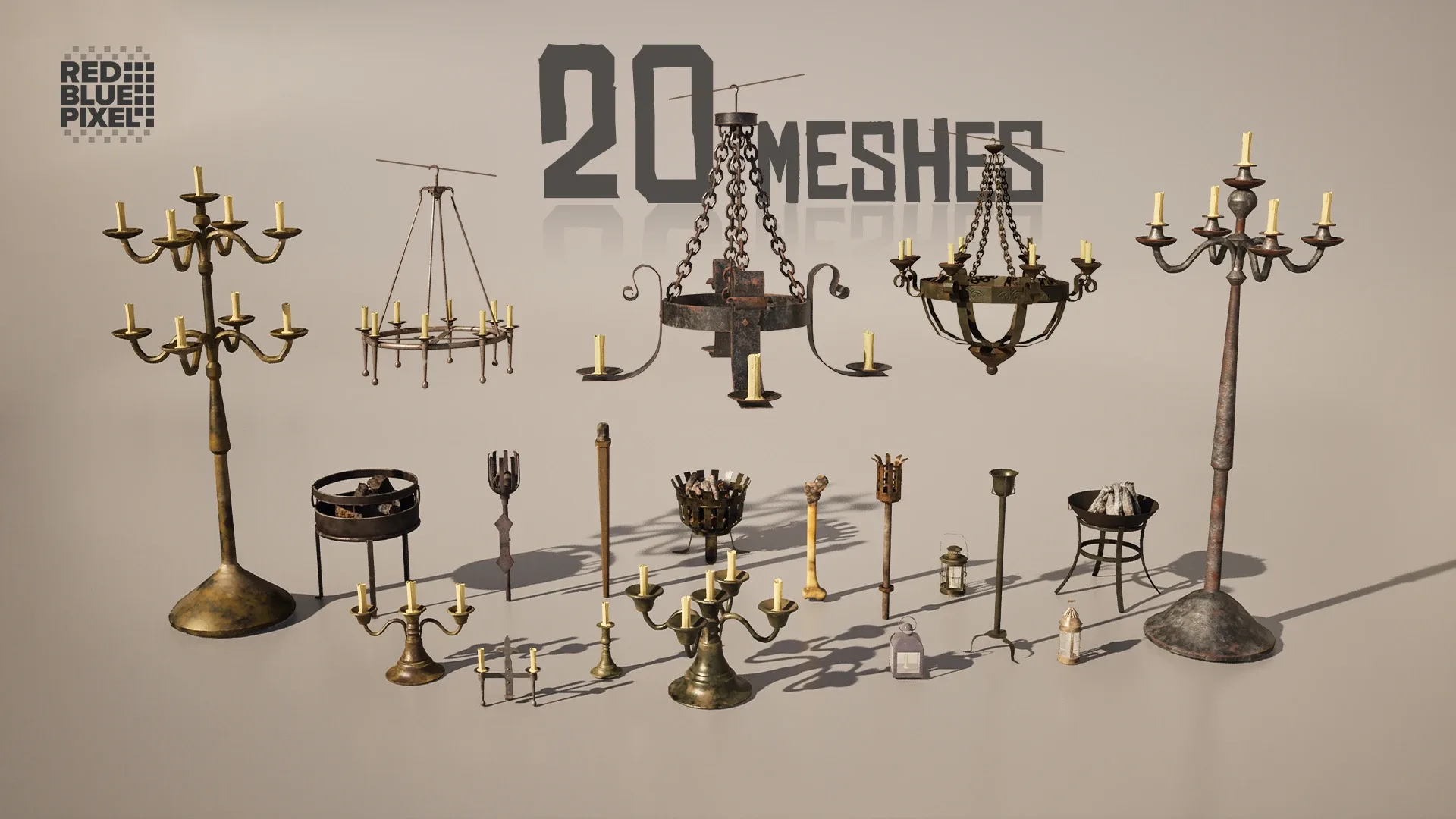 Medieval Torches and Candlesticks