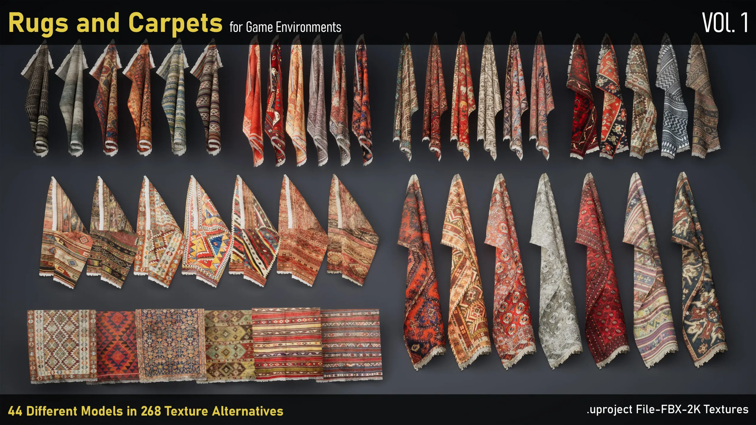 Rugs and Carpets for game environments-uproject-FBX