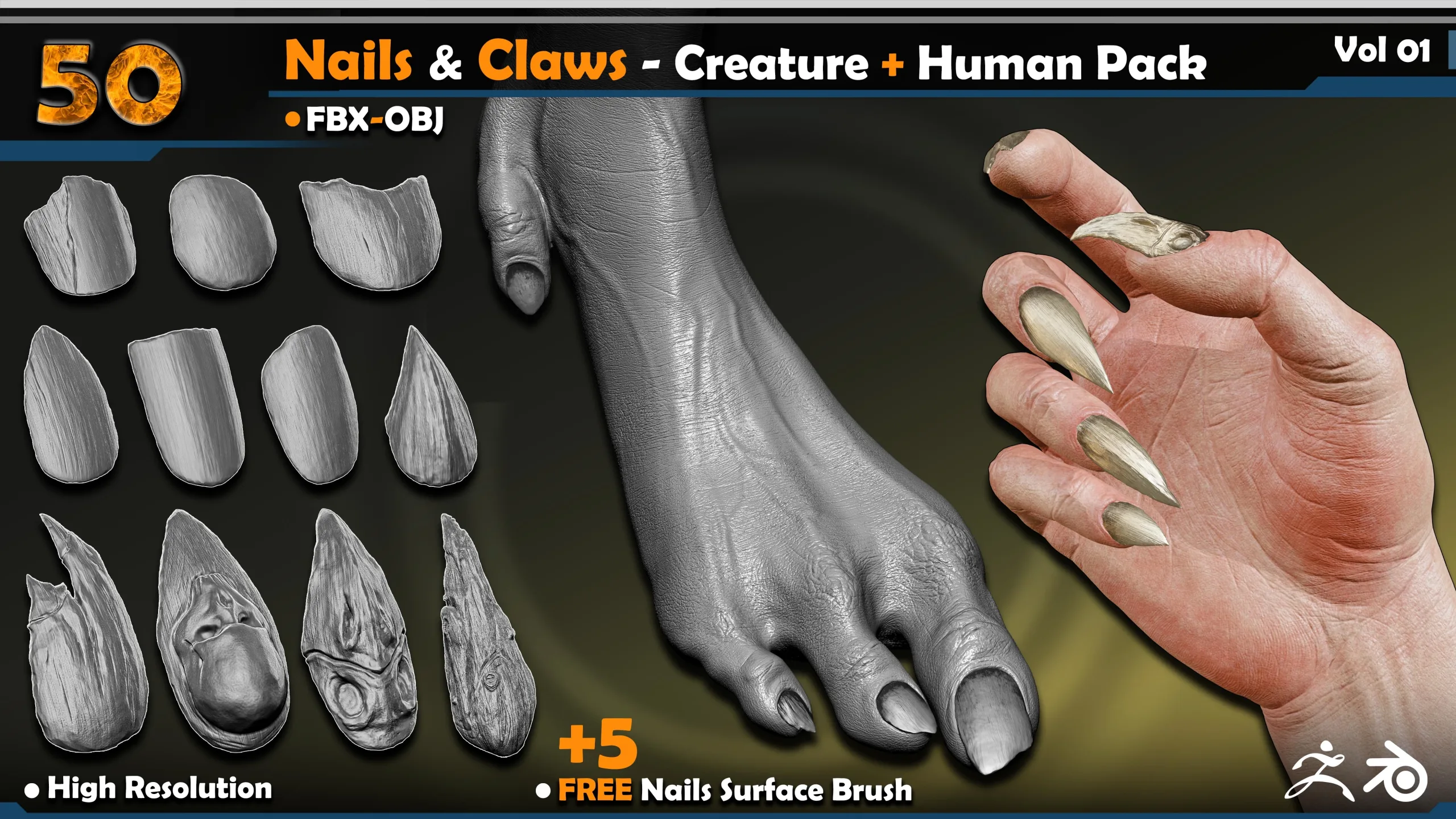 Nails & Claws – Creature + Human Pack | Vol.01