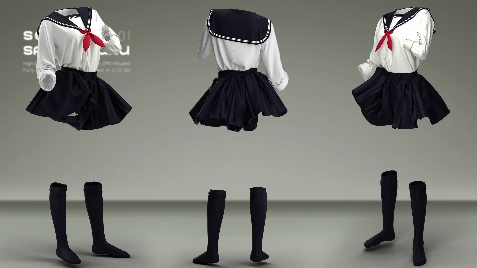 SEITO Sailor Fuku 3D School Uniform Outfit Num 01